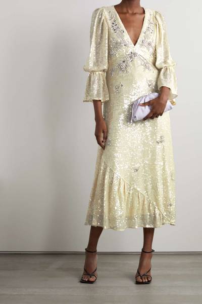 Erdem Eva crystal-embellished sequined voile midi dress outlook