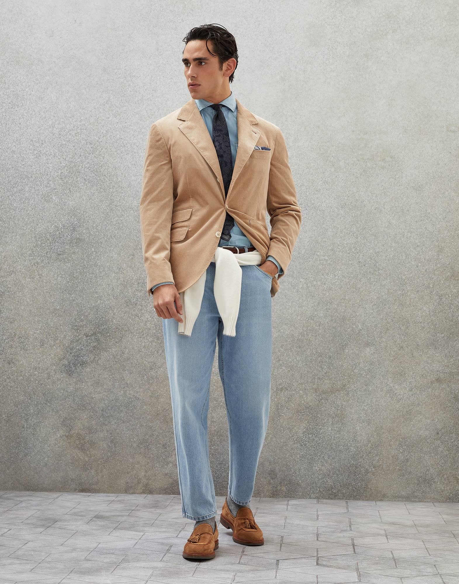 Denim easy fit five-pocket trousers - 4