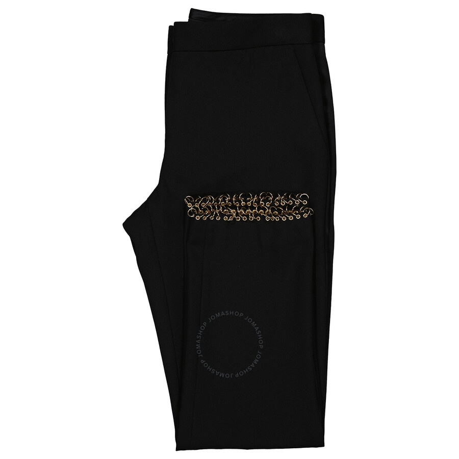Burberry Ladies Black Hanover Ring-Pierced Wool Tailored Trousers, Brand Size 8 (US Size 6) - 7