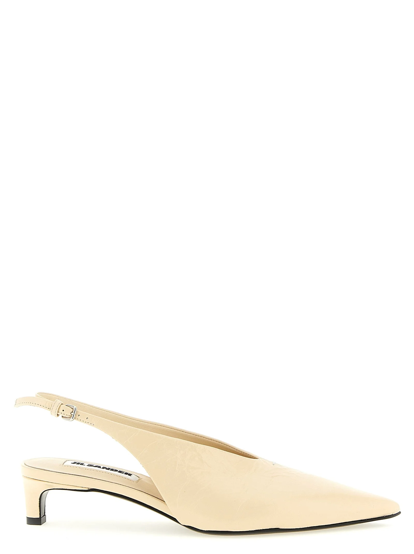 Leather Slingback Pumps Beige - 1
