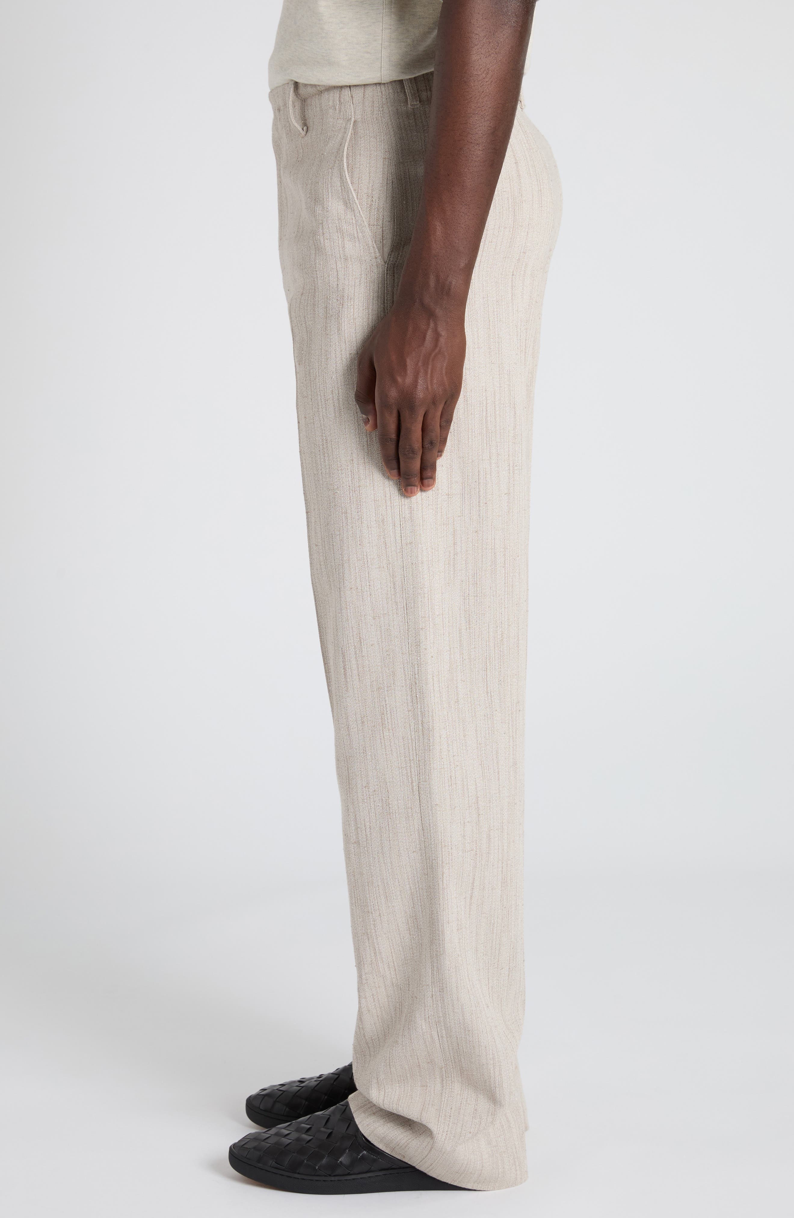 Bottega Veneta Textured Viscose Trousers in 2674 Grey Putty at Nordstrom - 4