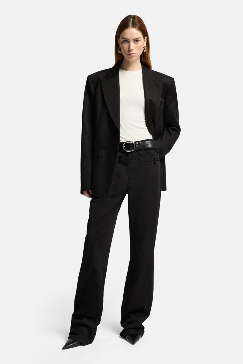 7 For All Mankind Double Waist Trouser in Black outlook