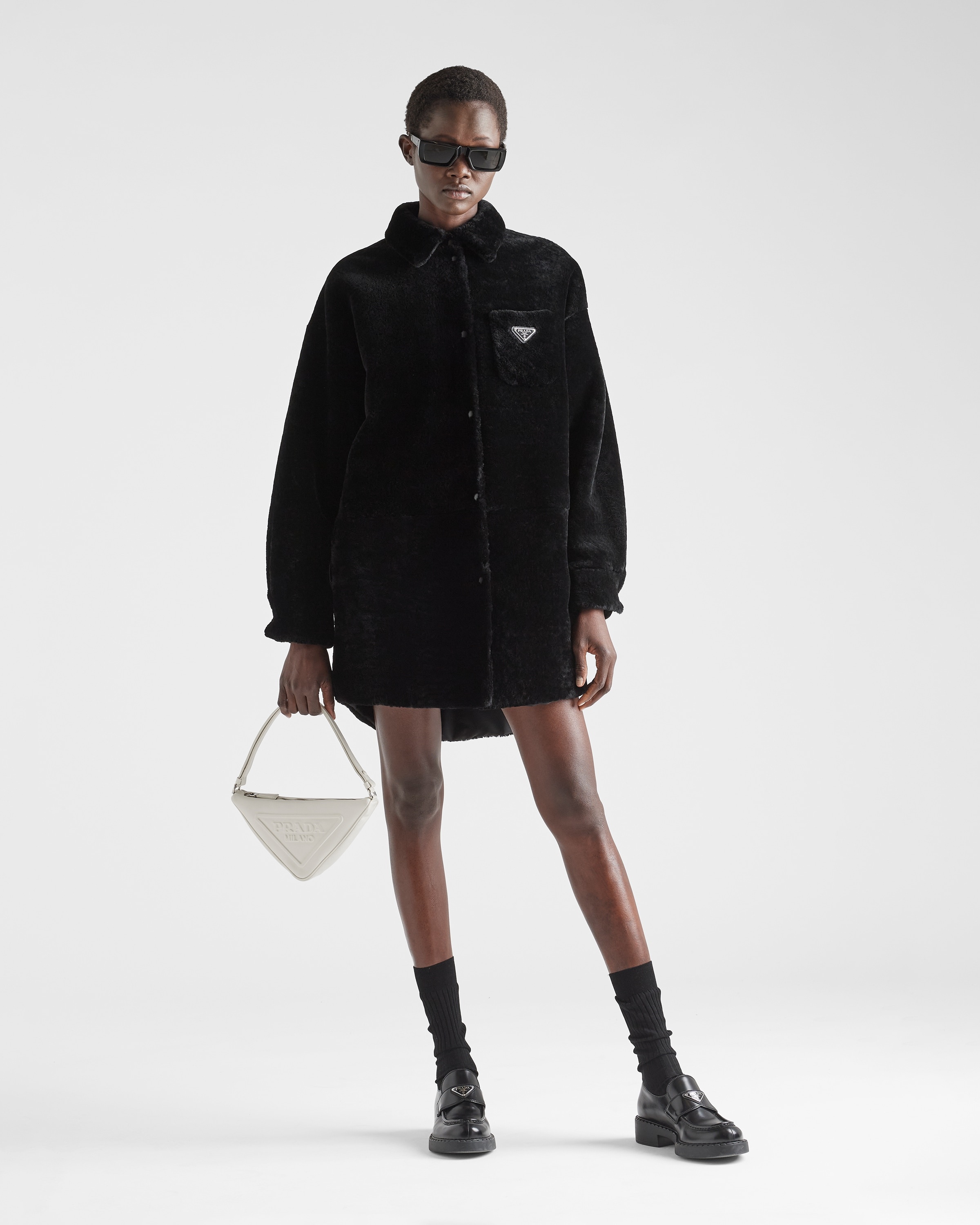 Reversible gabardine and shearling coat - 2