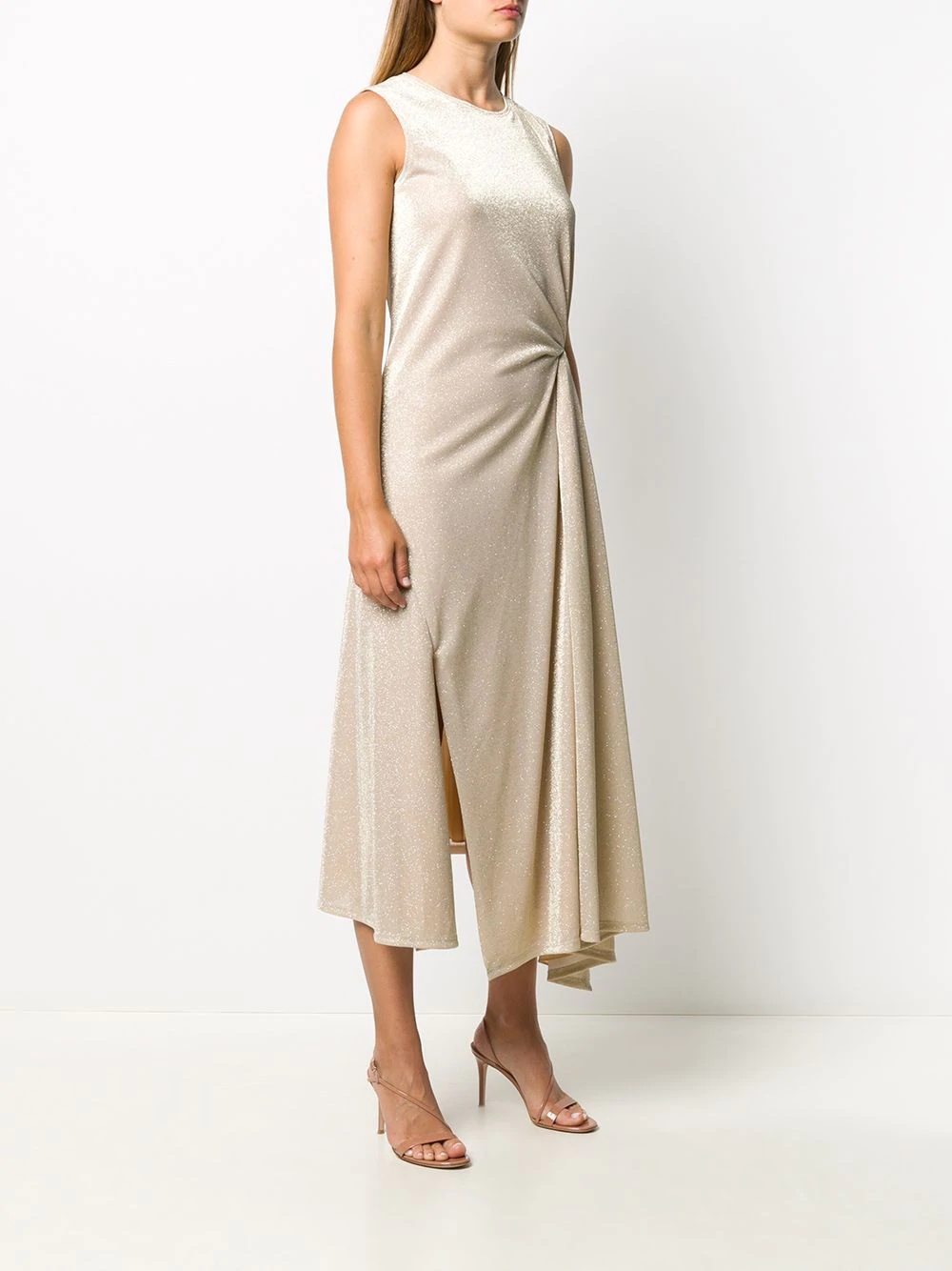 sleeveless draped dress - 3