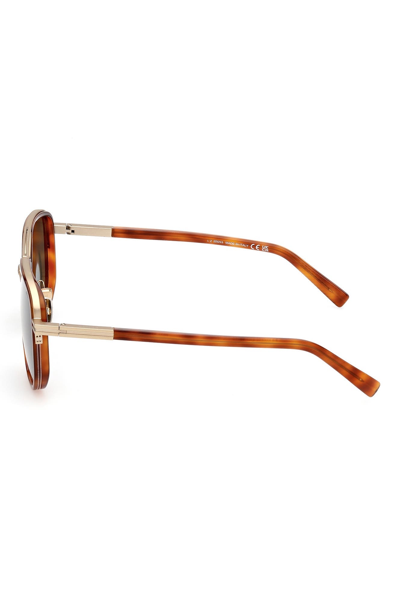 ZEGNA 56mm Navigator Polarized Sunglasses in Shiny Classic Havana at Nordstrom - 5