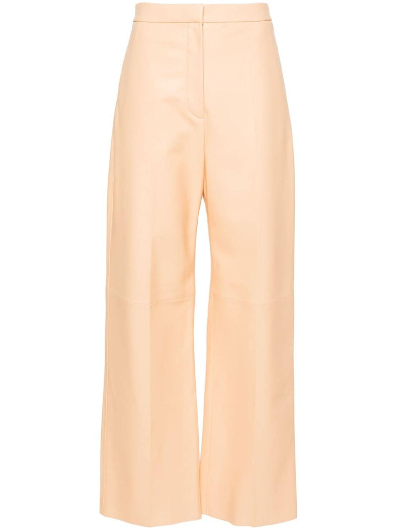 wide-leg leather trousers 1