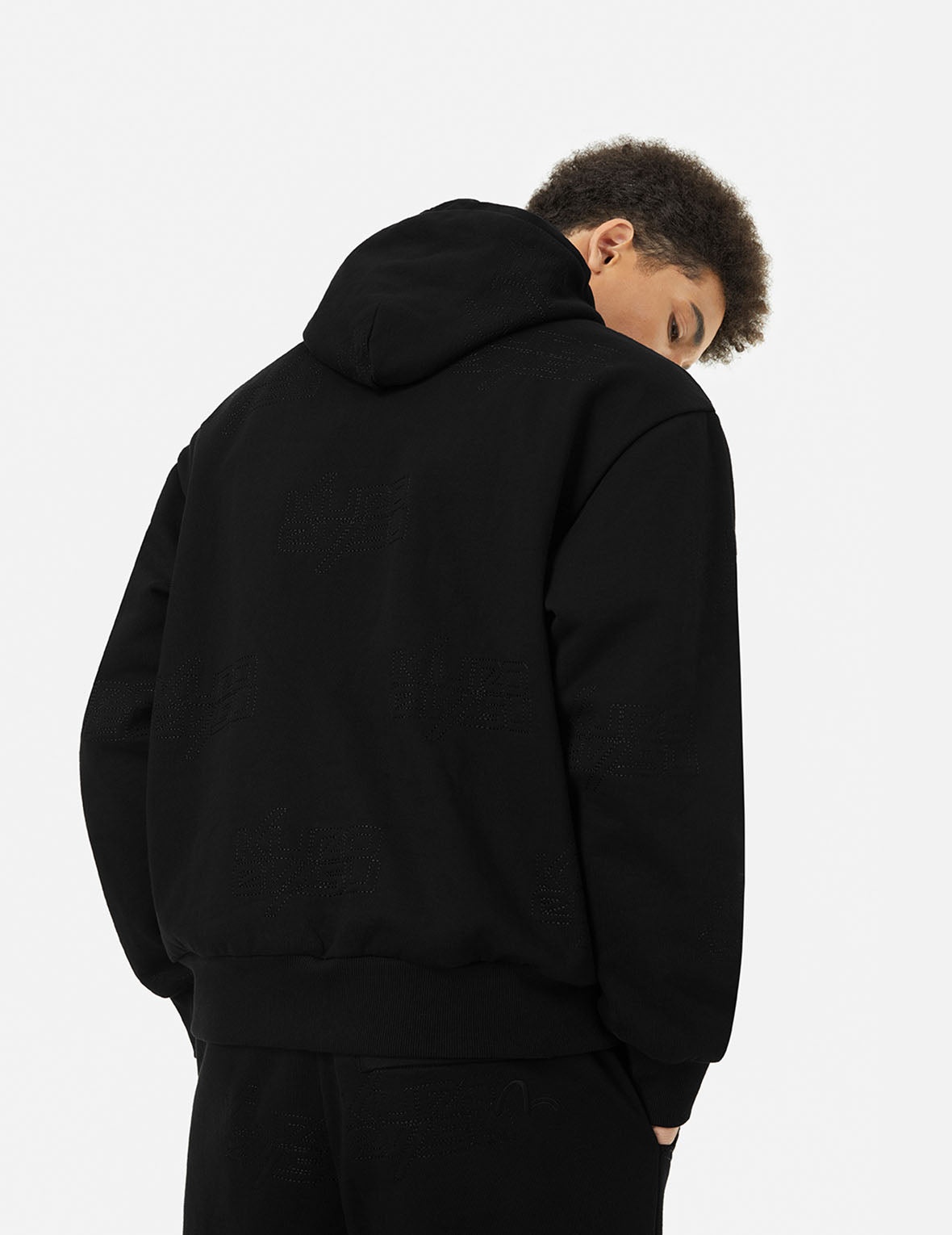 Allover Logo Regular Fit Quilting Hoodie - 5