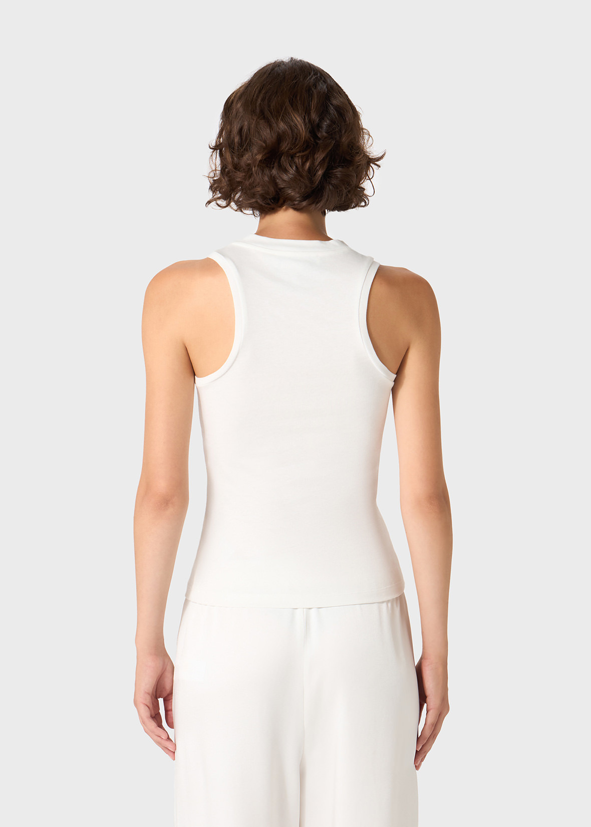 JERSEY TANK TOP WITH BLUMARINE RHINESTONE EMBROIDERY - 4
