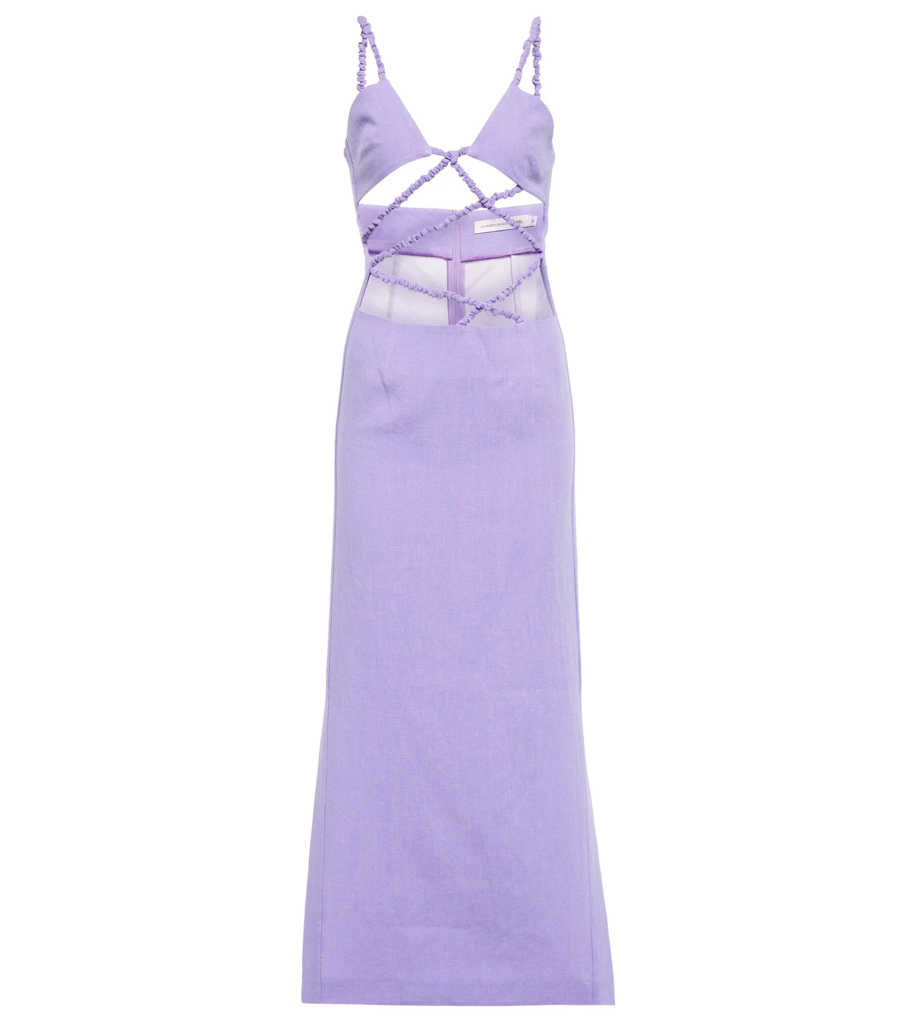 Ruched cutout linen midi dress - 1