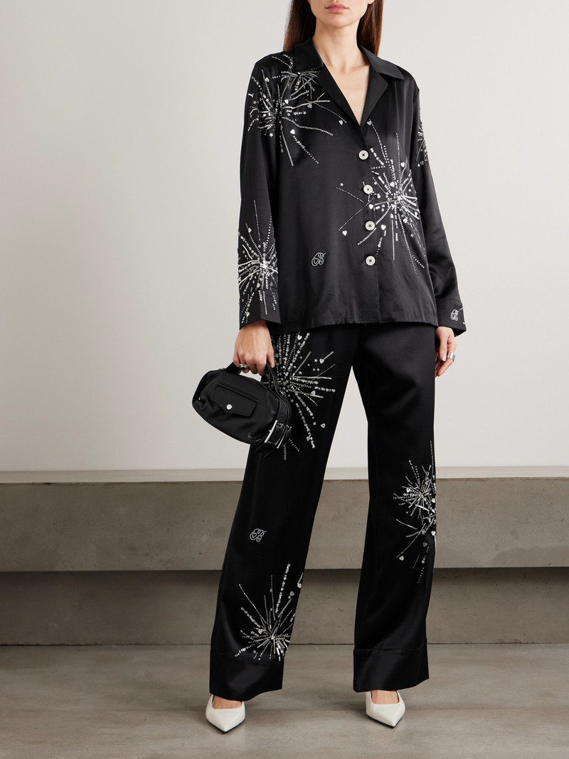 BERNADETTE Louis Sequin-embellished Silk-blend Satin Pajama Shirt outlook