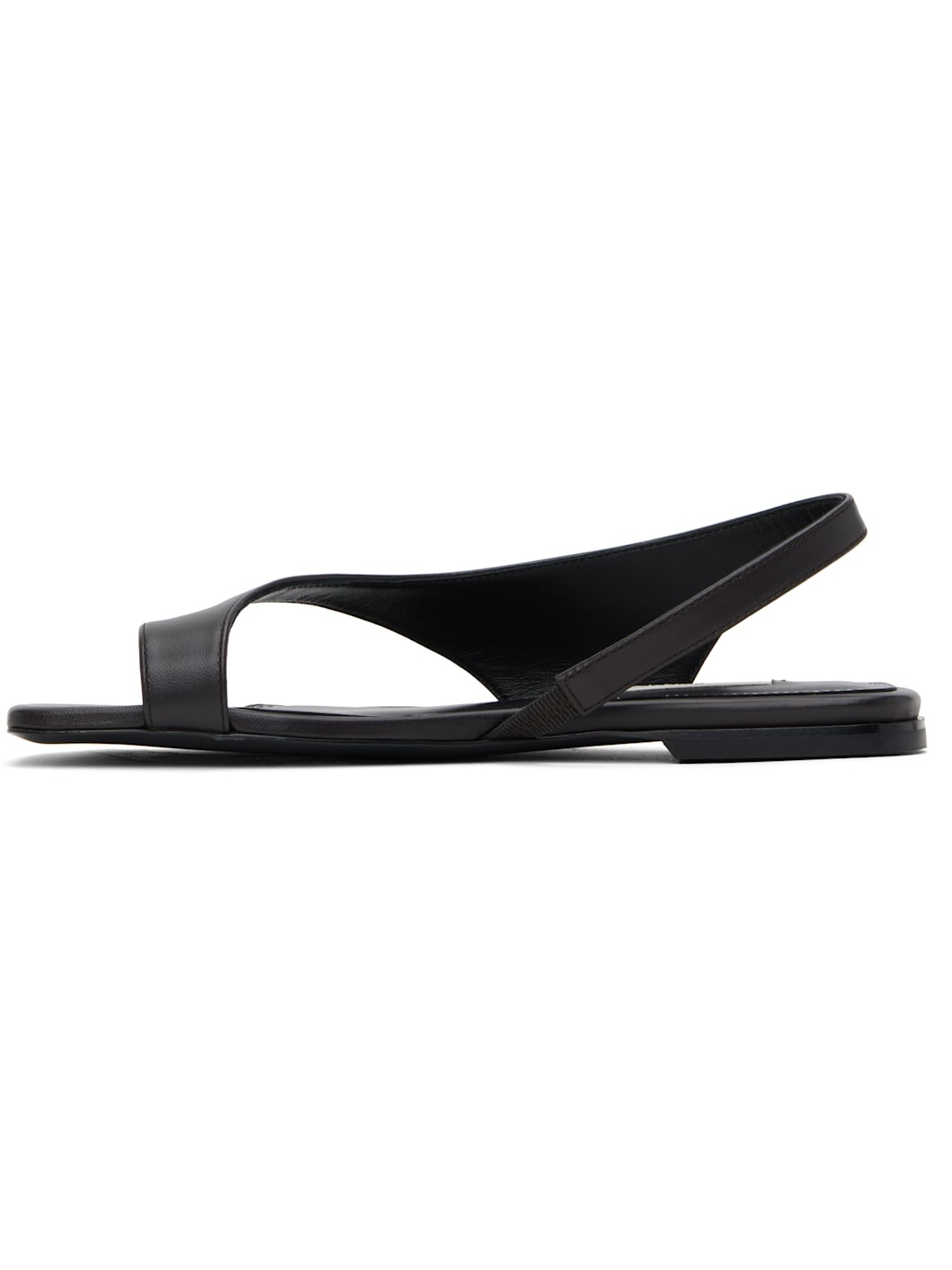Black Leather Thong Sandals - 3