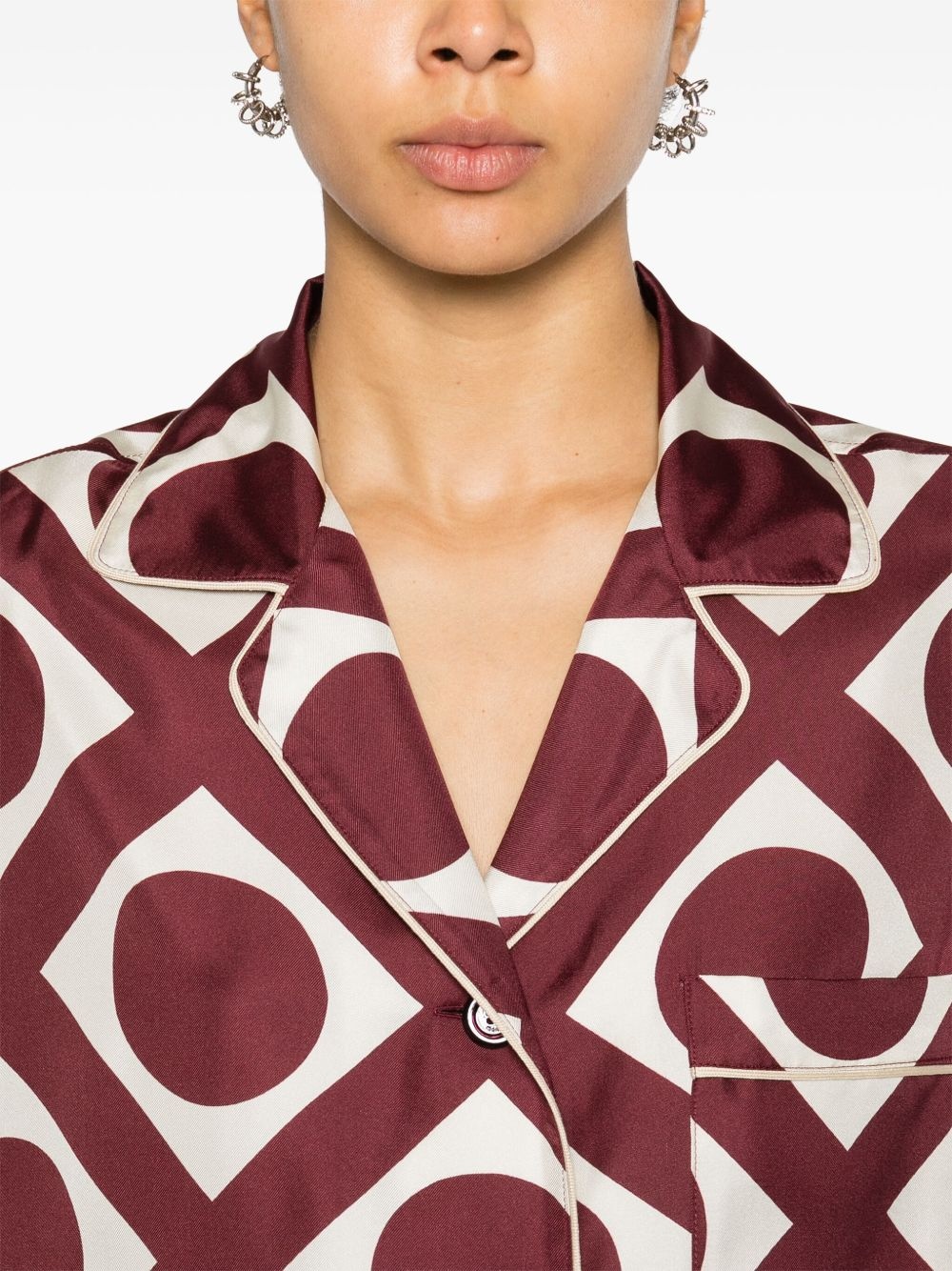 contrasting-trim graphic-print shirt - 5