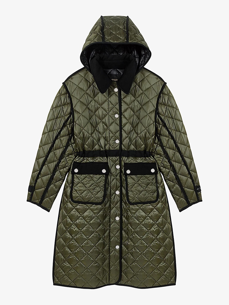 Patch-pocket removable-hooded quilted shell coat - 1