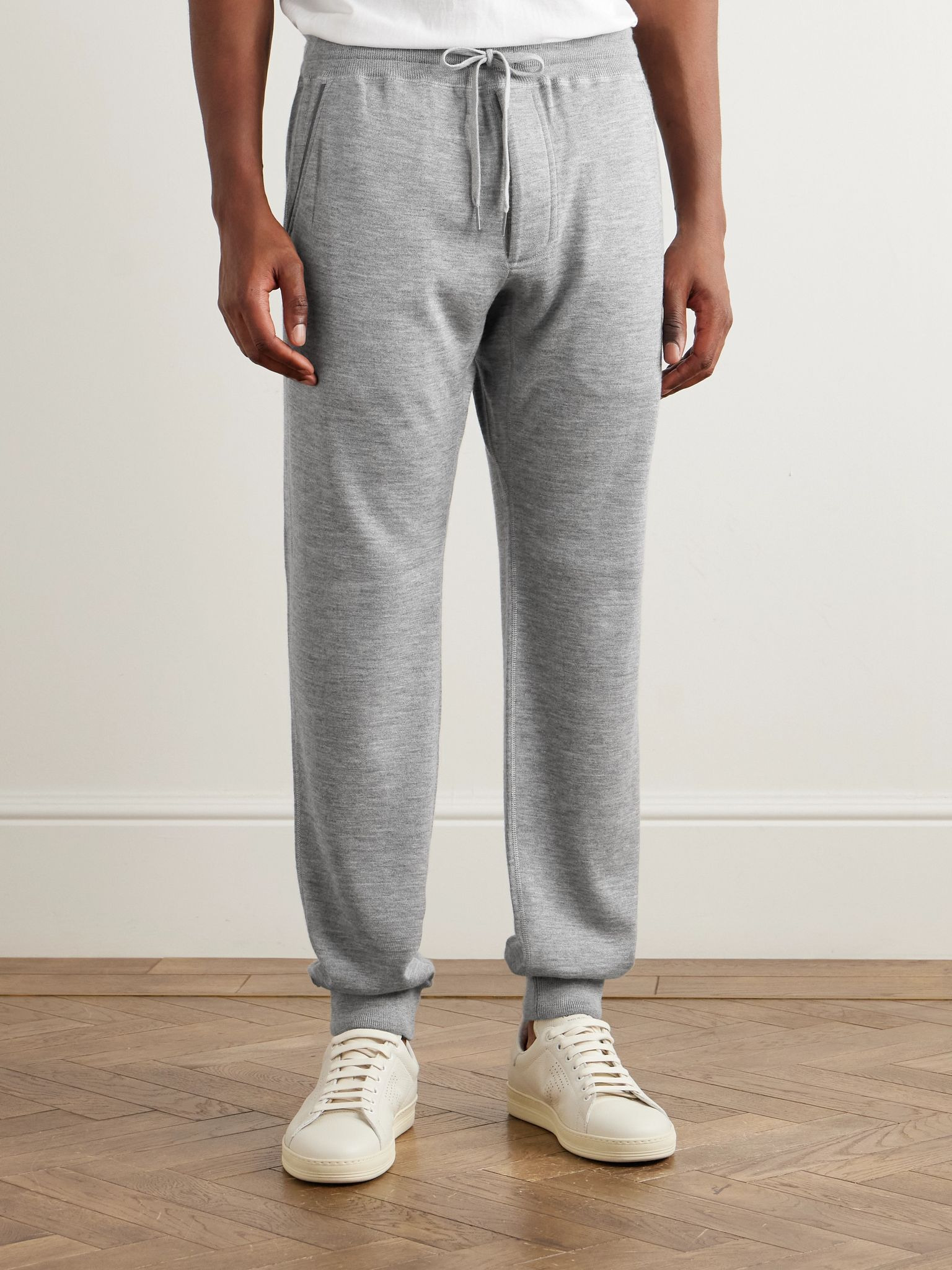 Tapered Cashmere and Silk-Blend Sweatpants Gray - 3