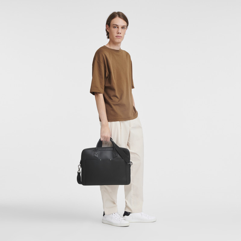 Longchamp Longchamp sur Seine M Briefcase Black - Leather outlook