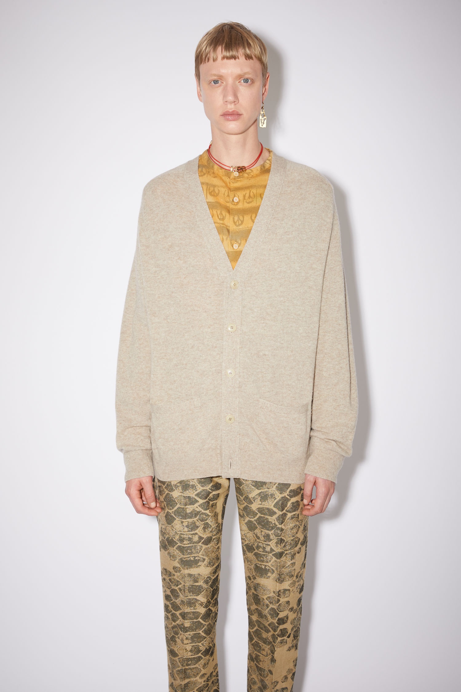 Lambswool cardigan - Sand beige - 2