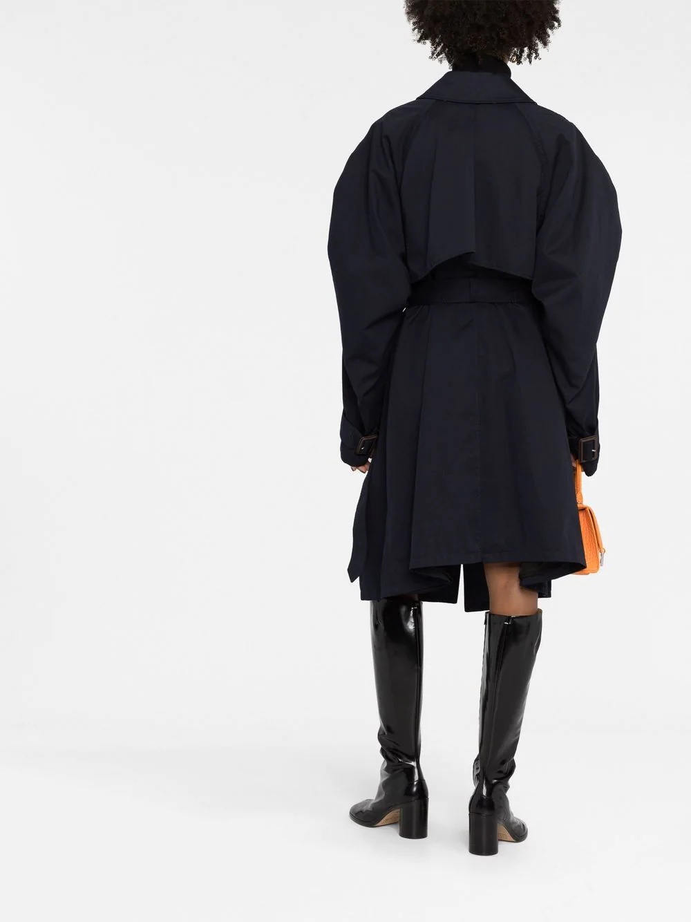 Twisted puff-sleeves cotton trench coat - 6