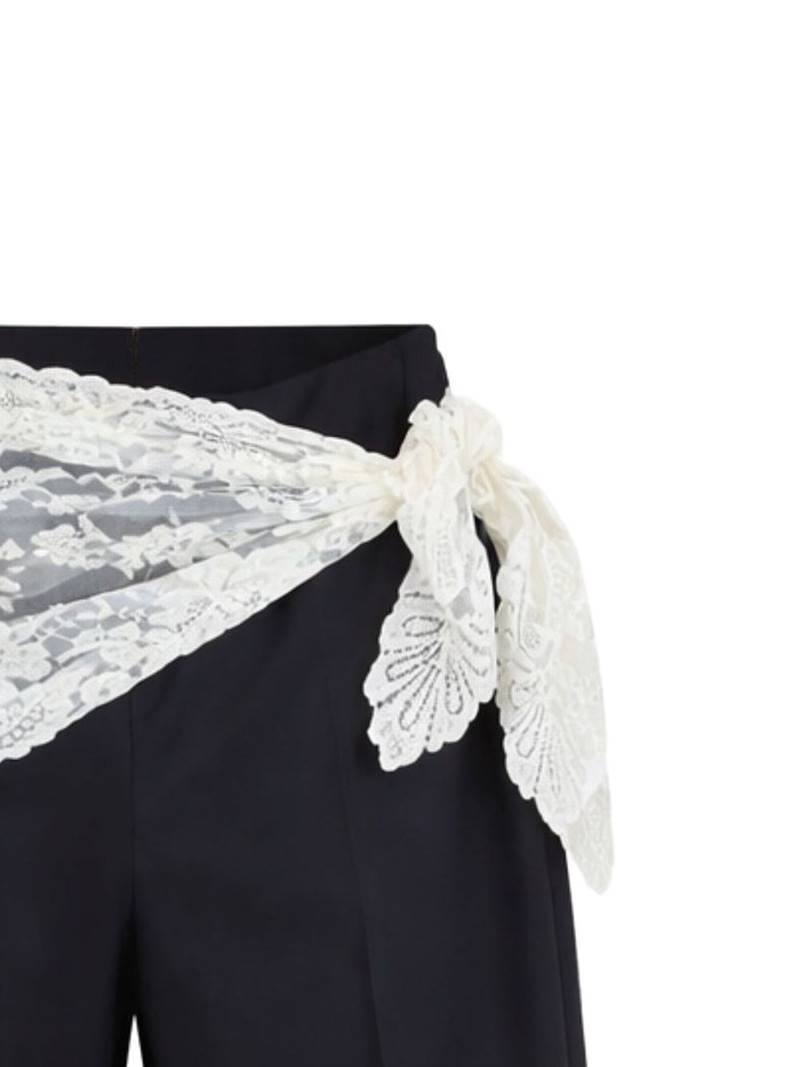 Sea lace-trim pleated trousers outlook