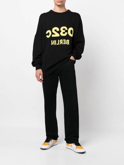 032c intarsia-knit logo crew-neck jumper outlook