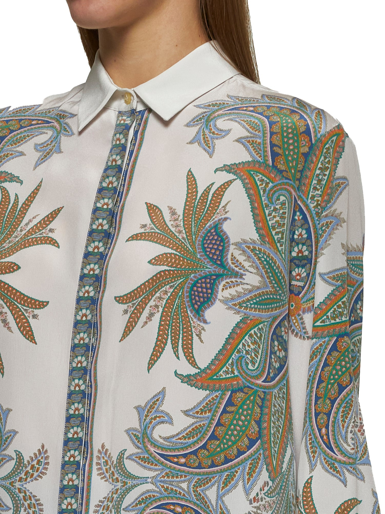 White Paisley print crêpe de Chine shirt - 5