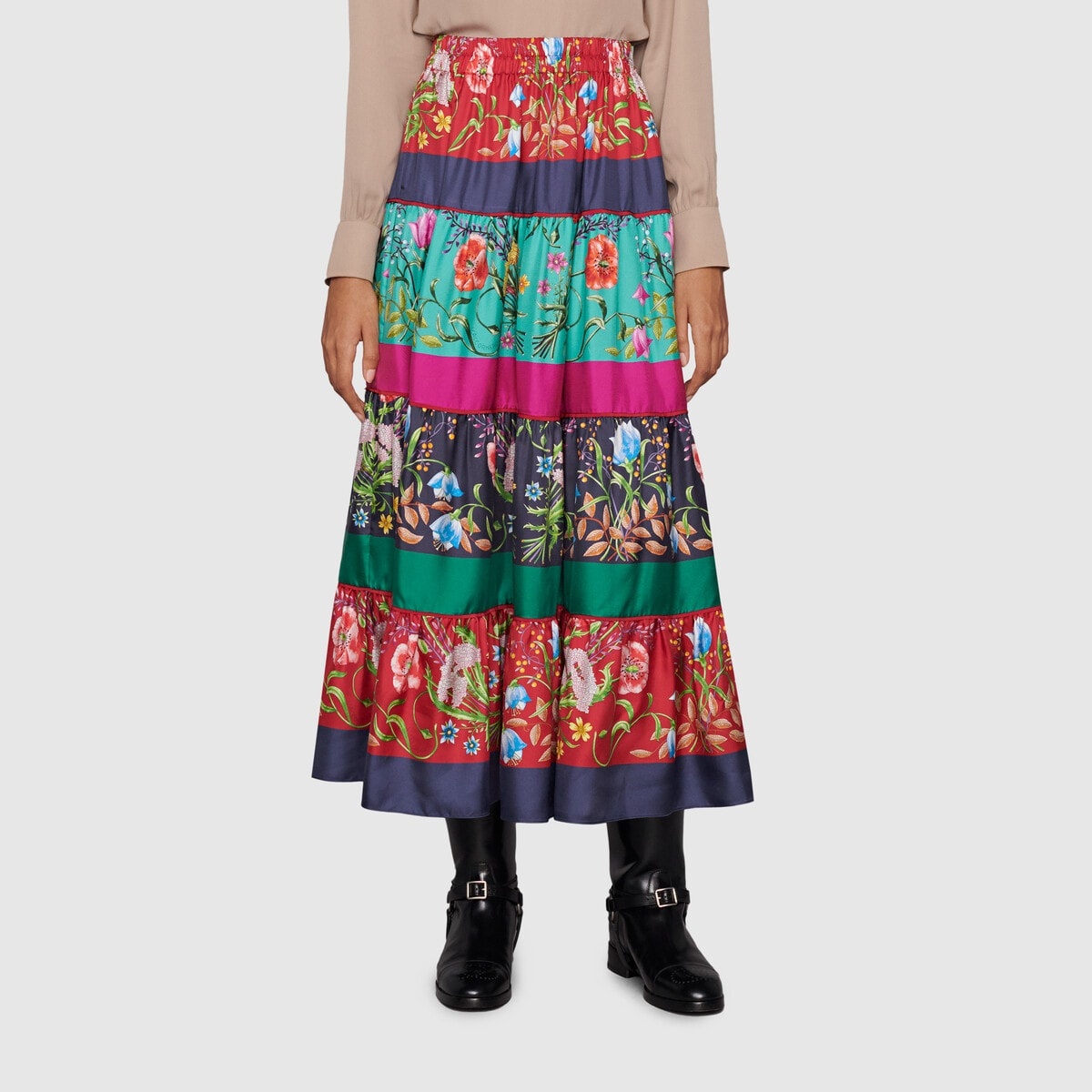 Gucci 100 floral silk skirt - 3