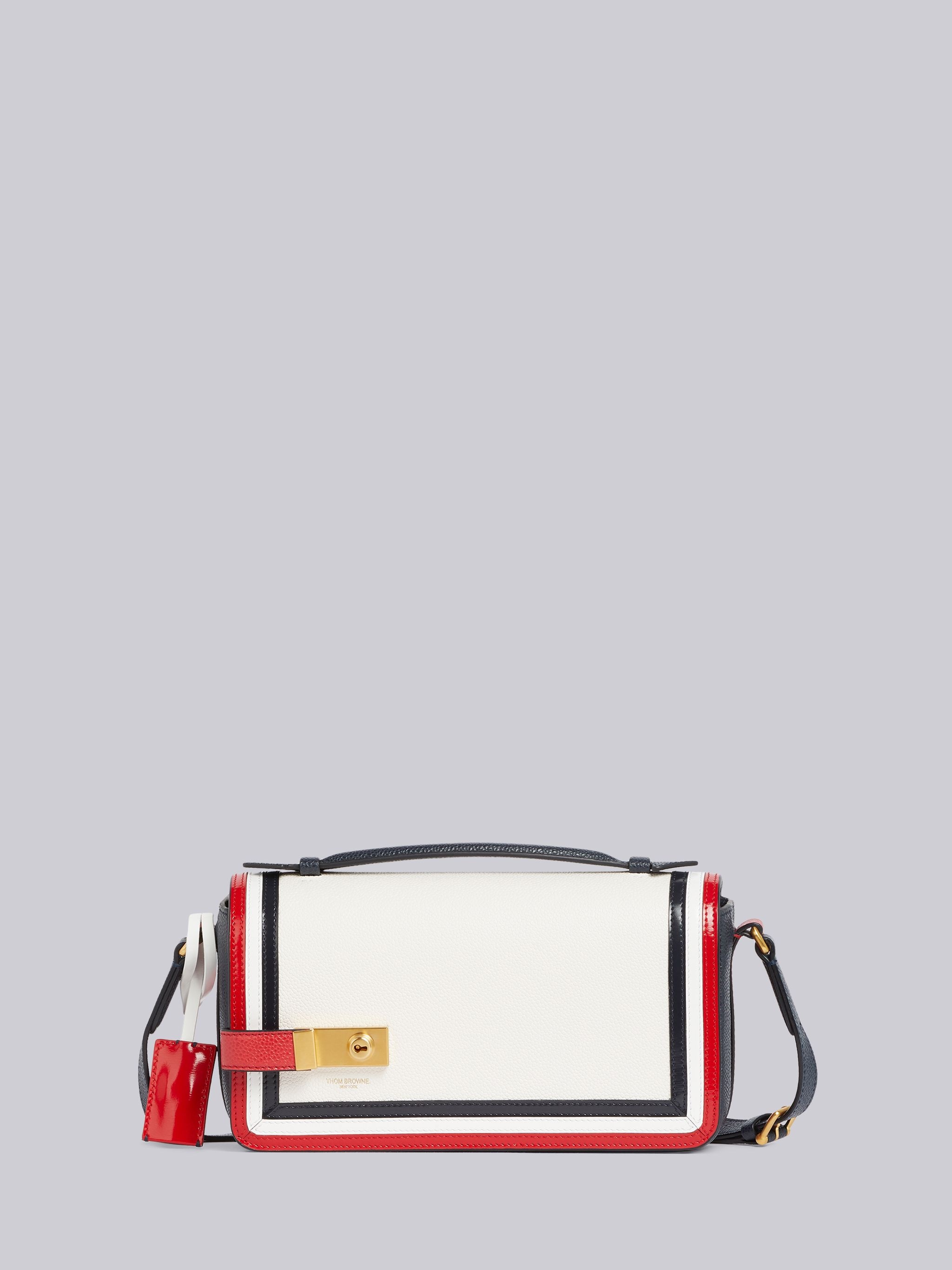 White Pebbled Flap Bag - 1