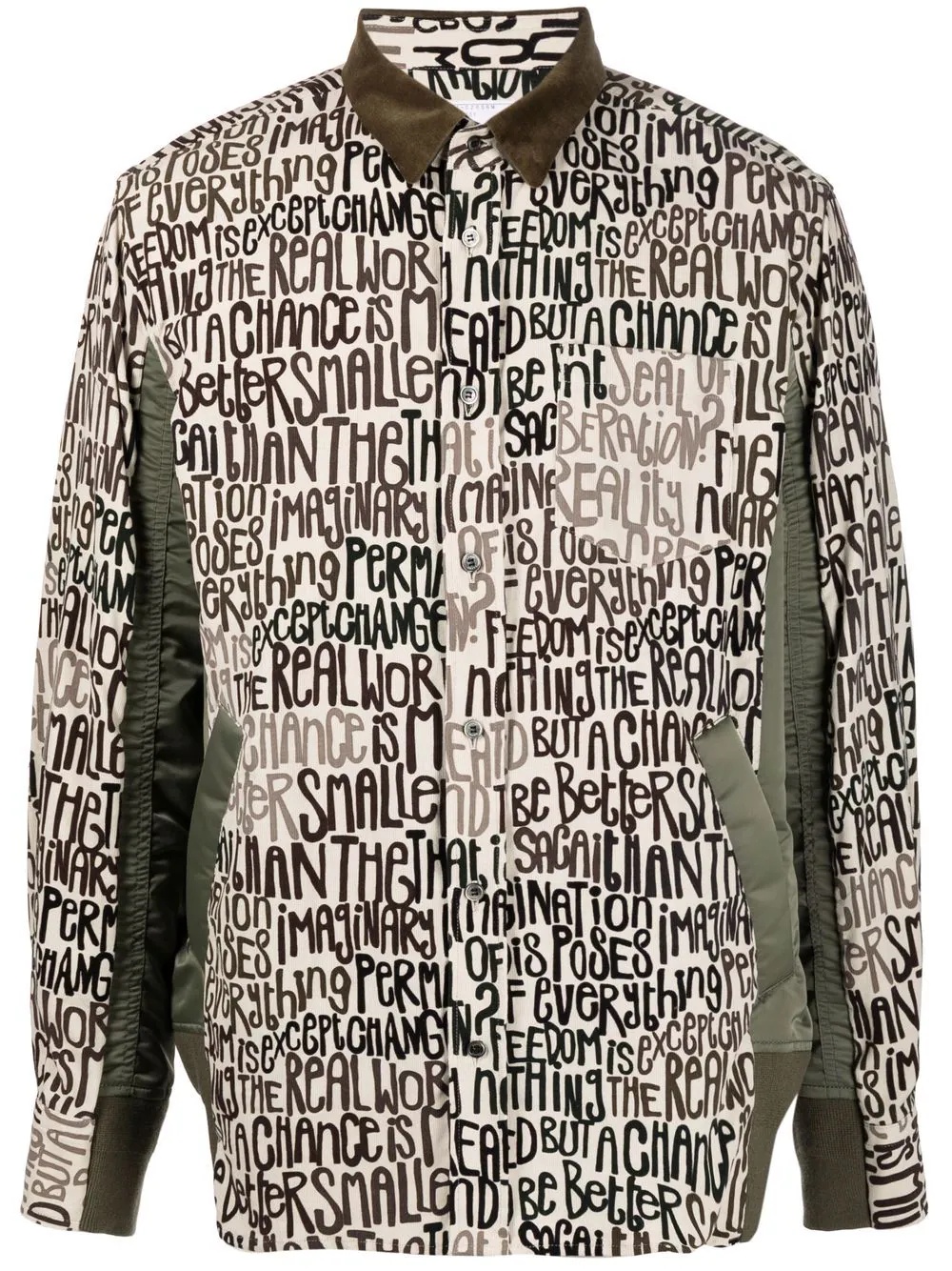 quote print overshirt - 1