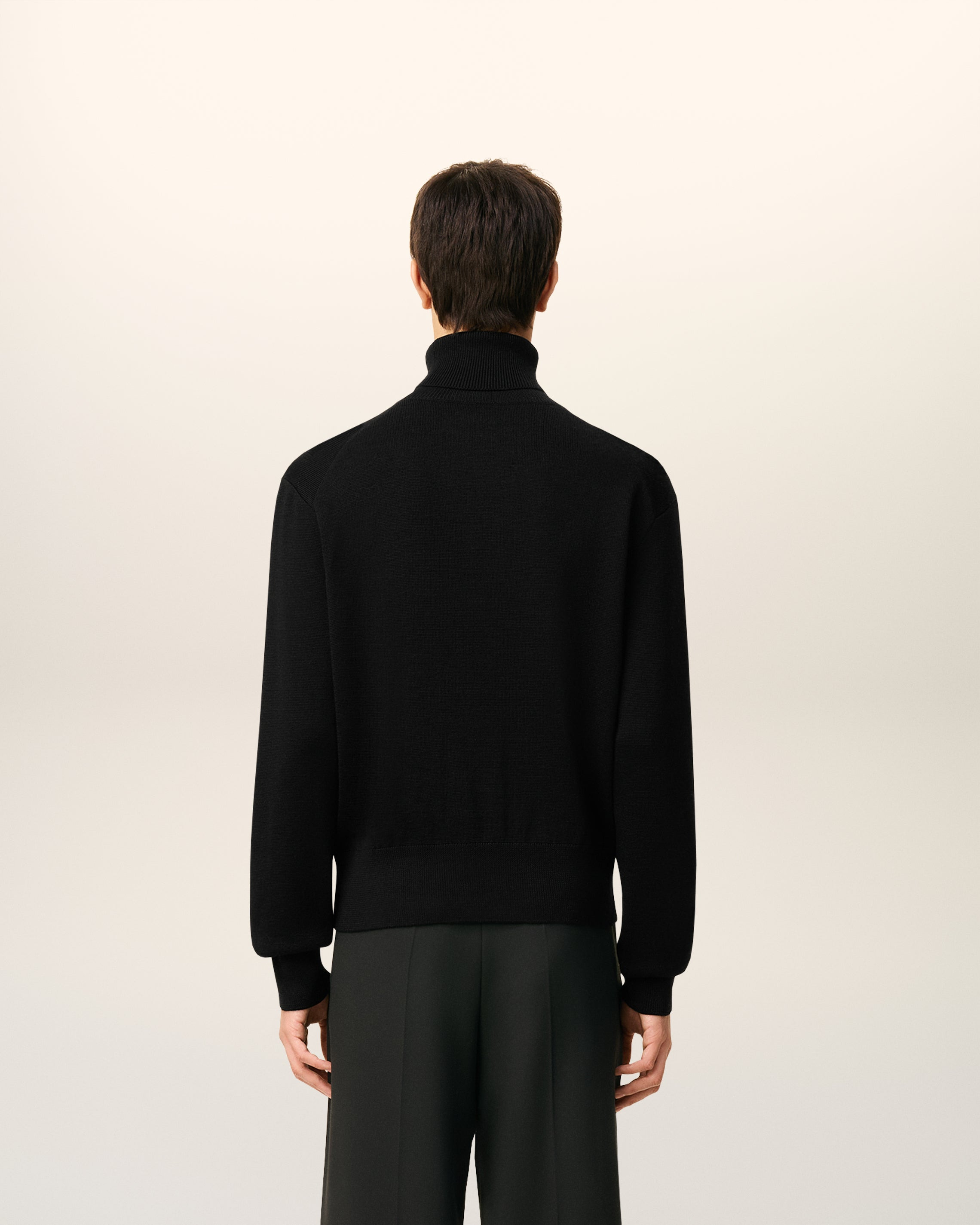 BLACK WOOL AMI DE COEUR TURTLE NECK SWEATER - 5