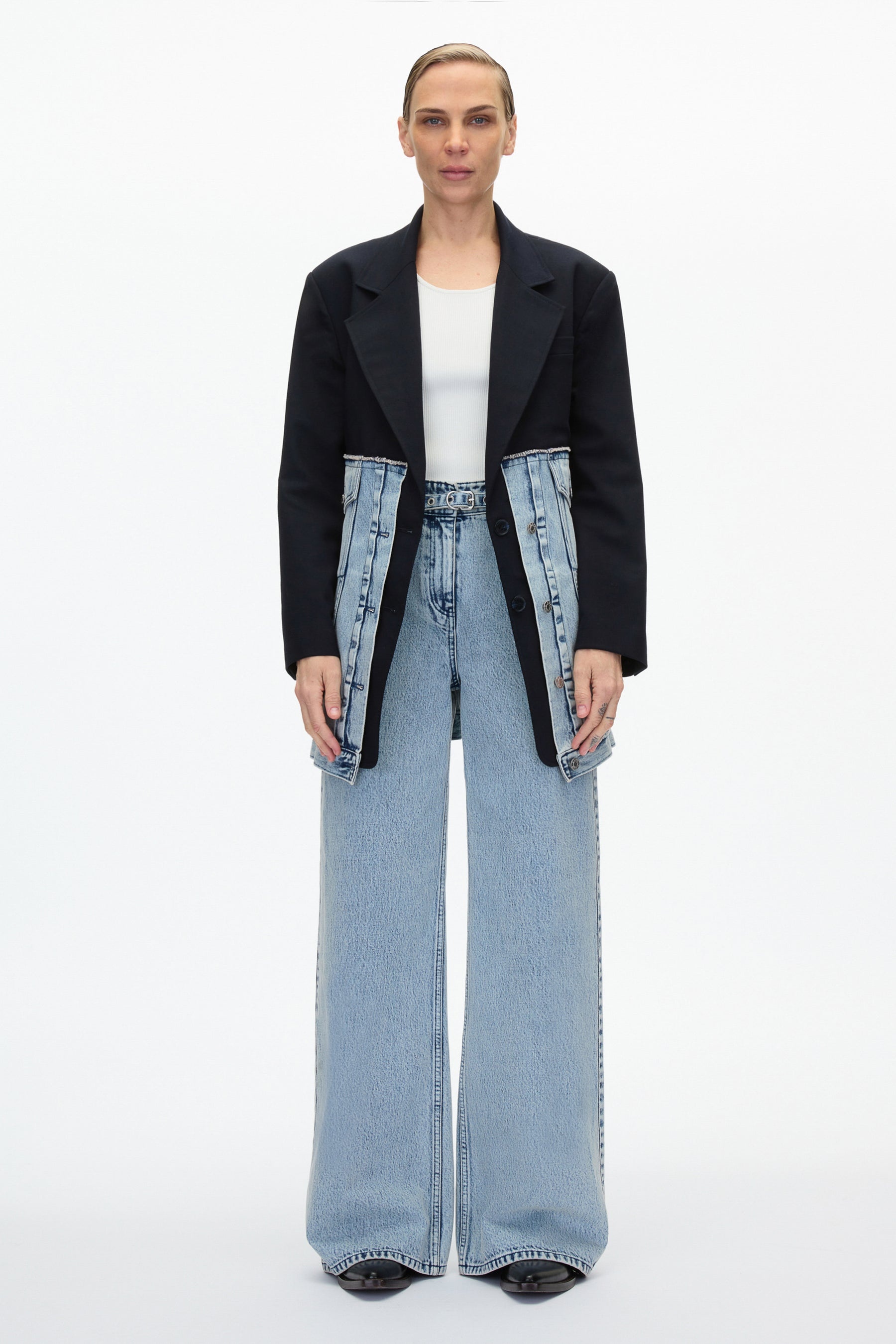 Oversized Hybrid Denim Blazer - 1