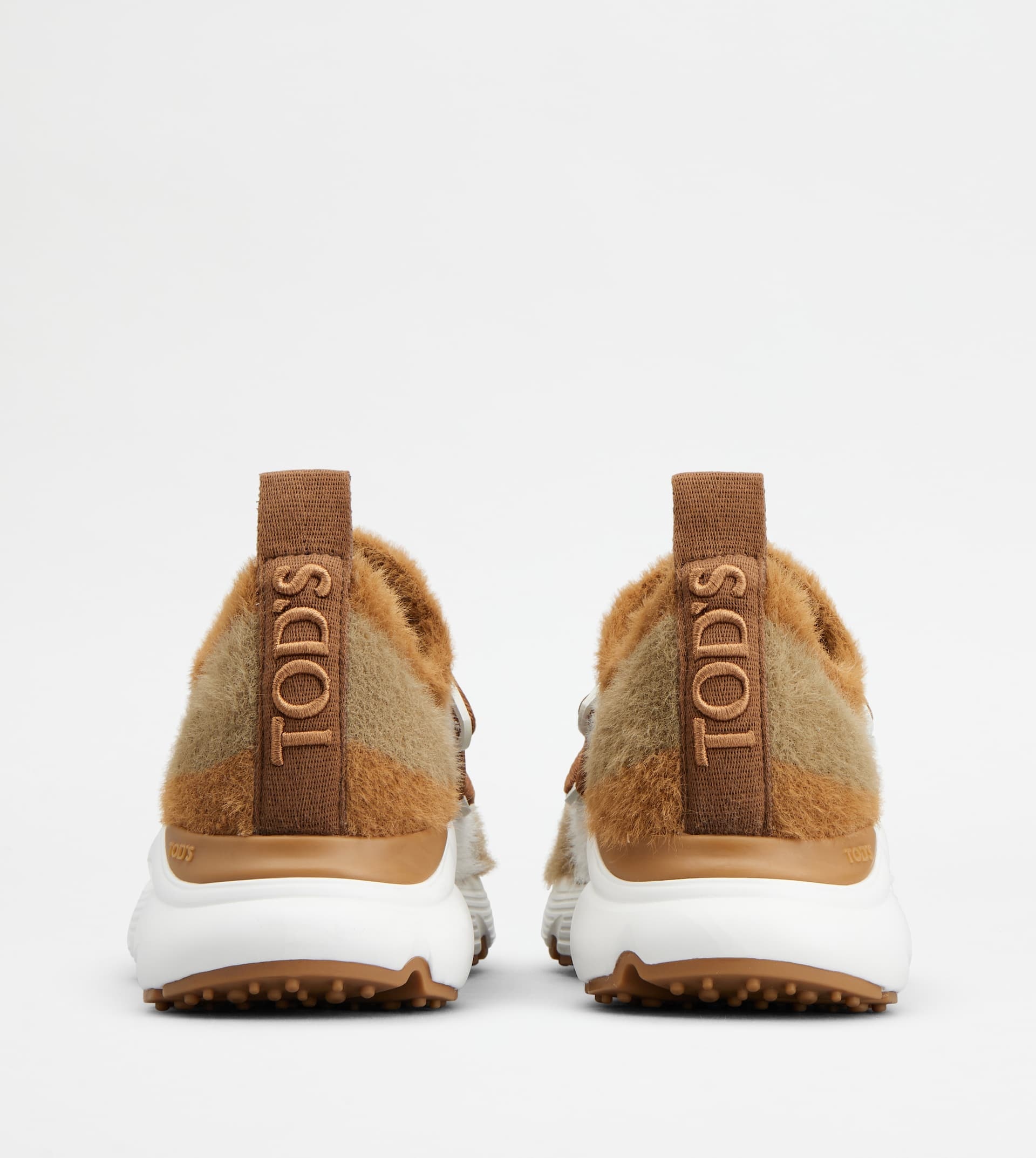 KATE SLIP-ON SNEAKERS IN FABRIC - WHITE, BROWN - 3