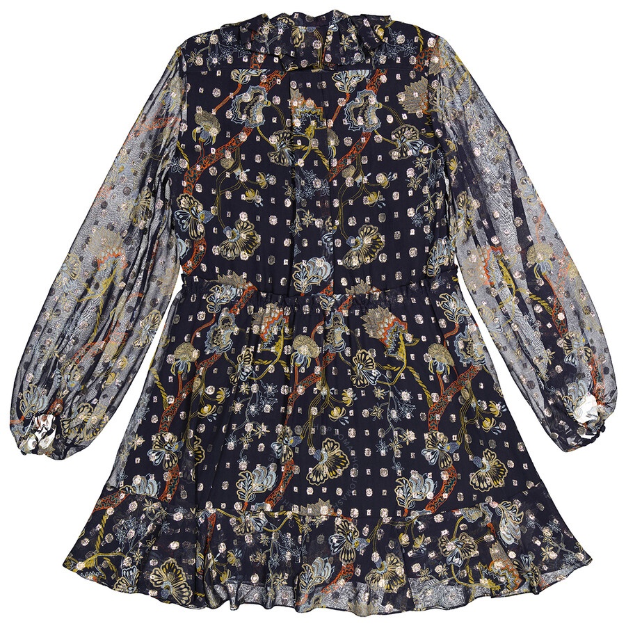 Chloe Blue Floral Silk Georgette Dress - 7