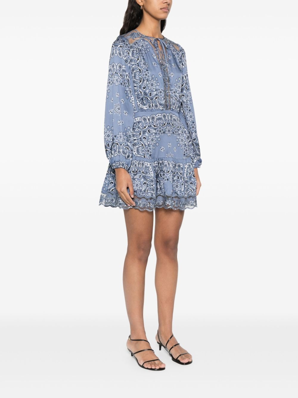 floral-print mini dress - 3