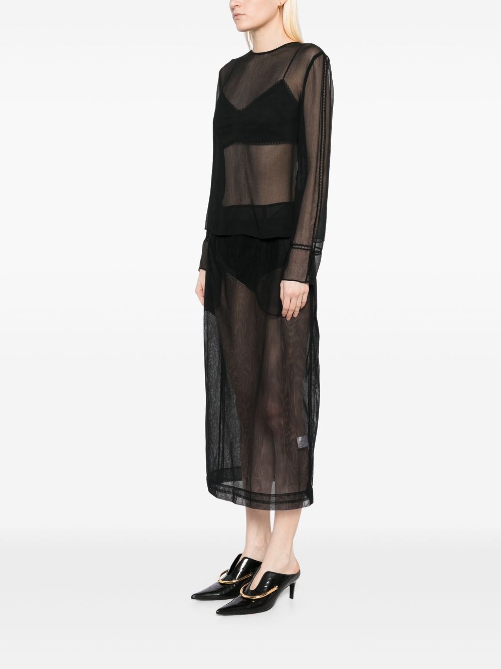 chiffon lace-trim blouse - 3