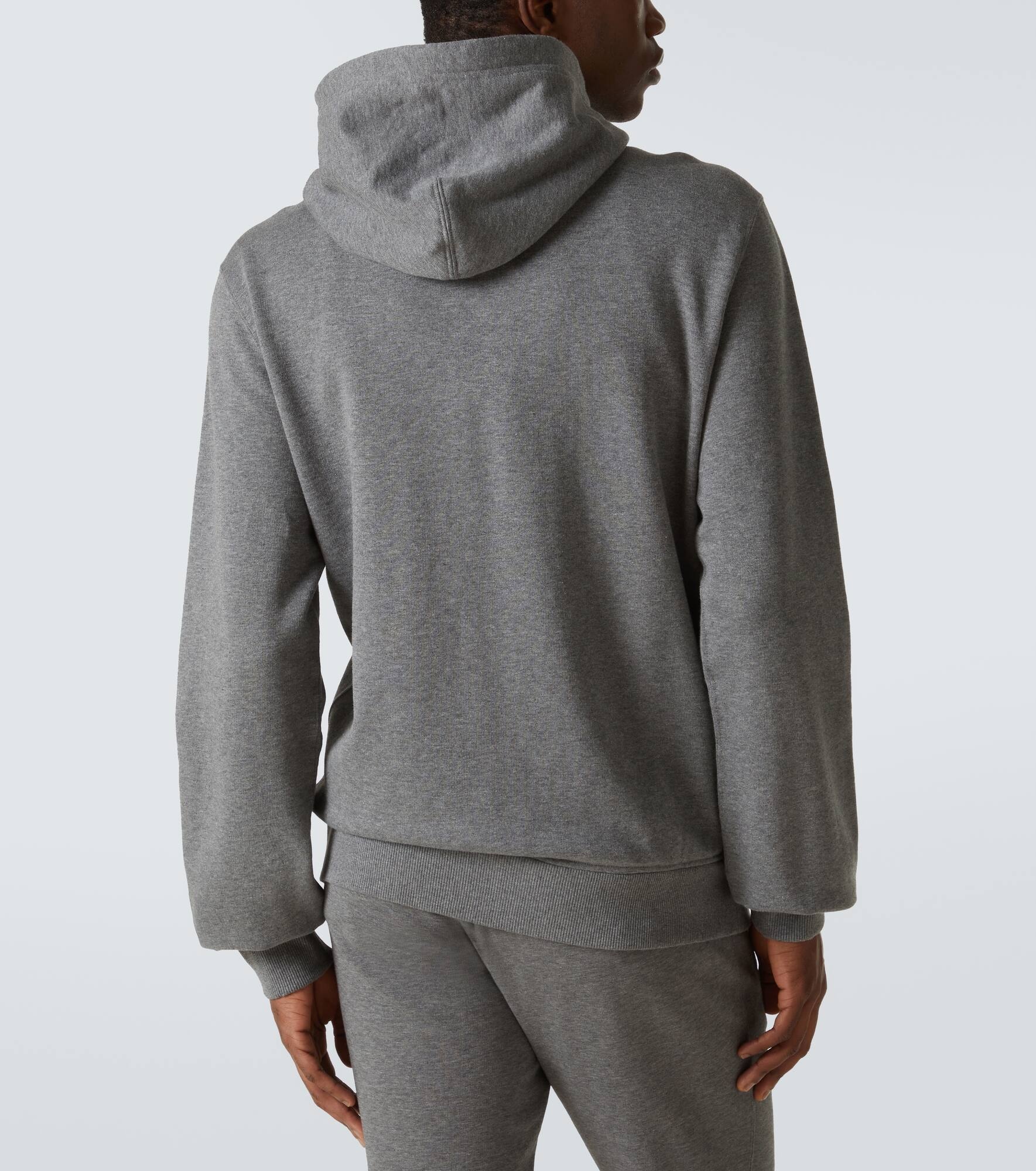Logo cotton jersey zip-up hoodie - 4