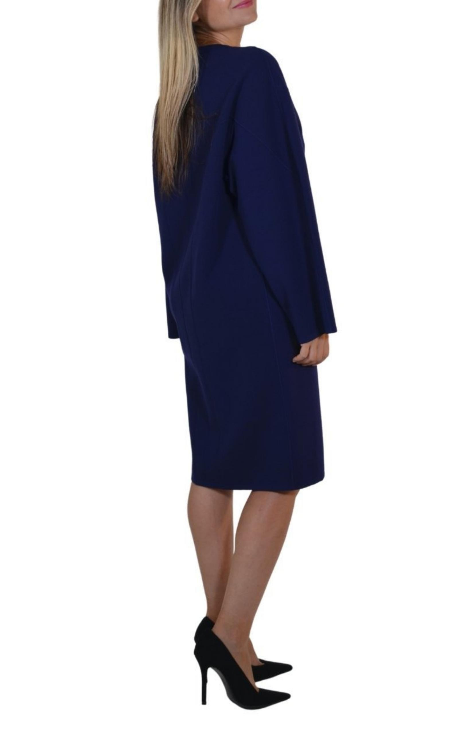 Purple Wool Midi Dolman Long Sleeve Dress - 4