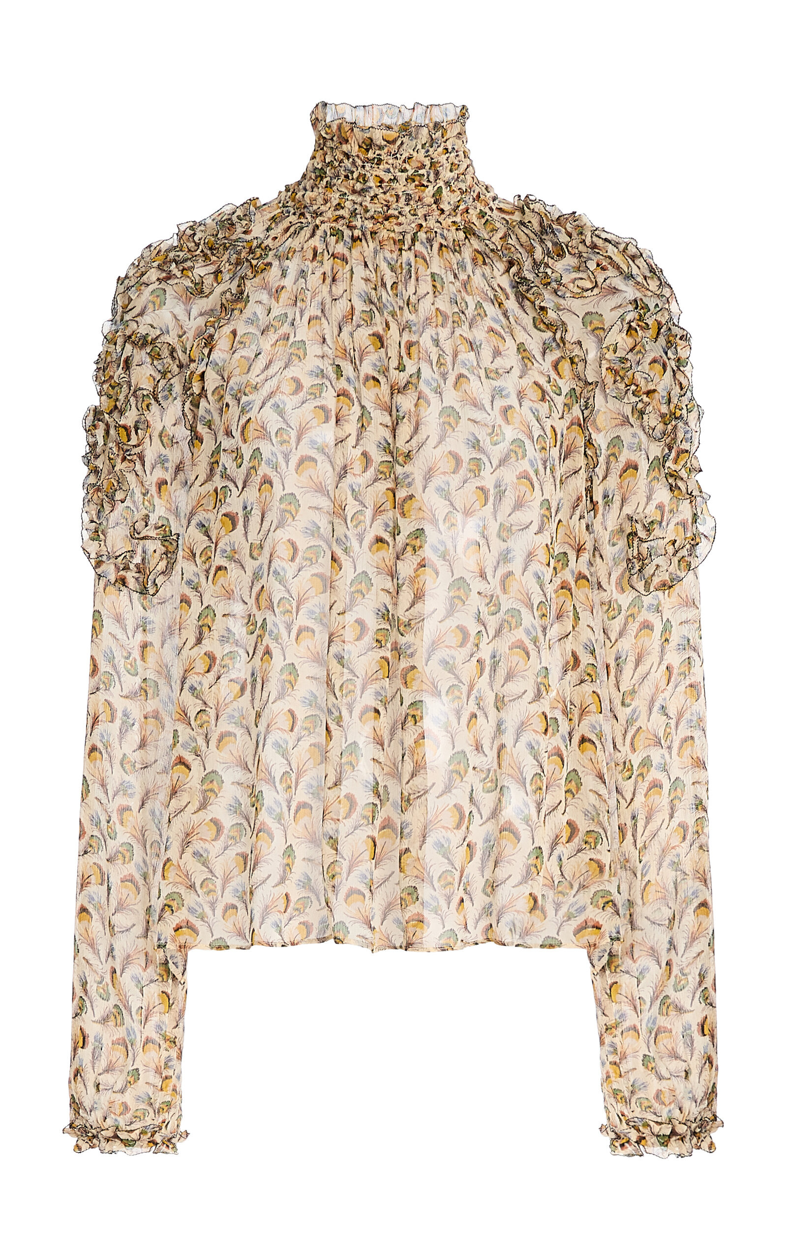 Magdalena Smocked Sleeve Silk Top multi - 1