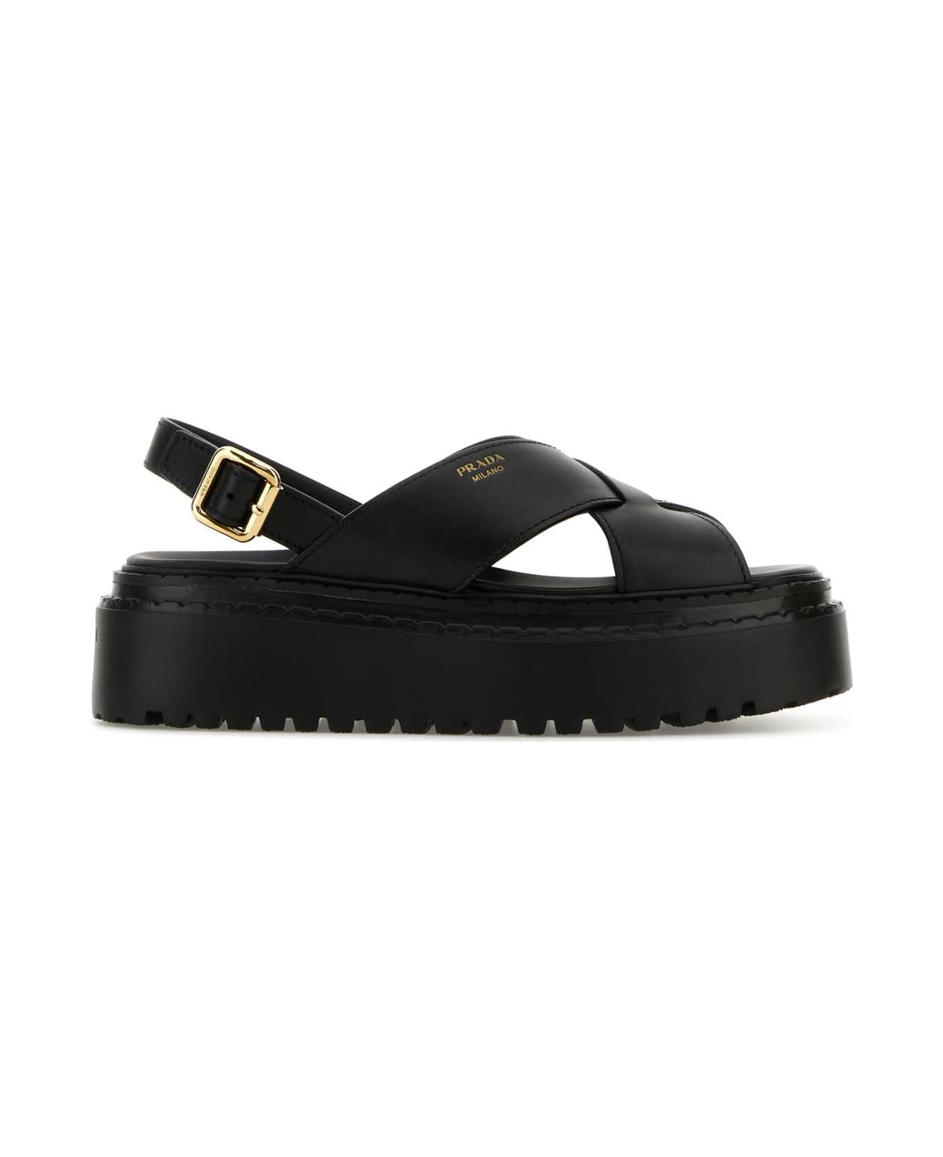 Black Leather Sandals - 1