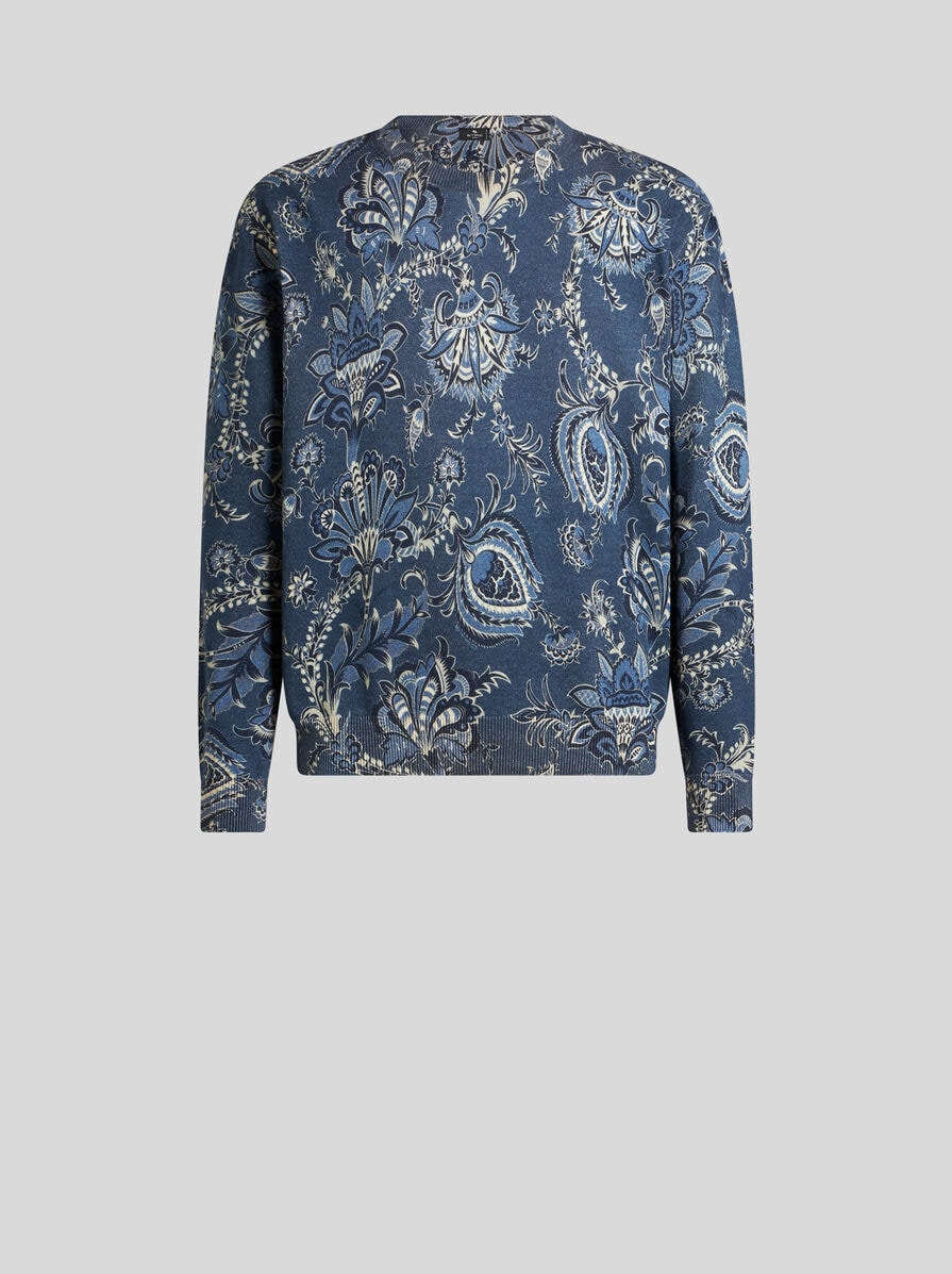 SILK AND CASHMERE SWEATER WITH MAXI FLOWERS - 1