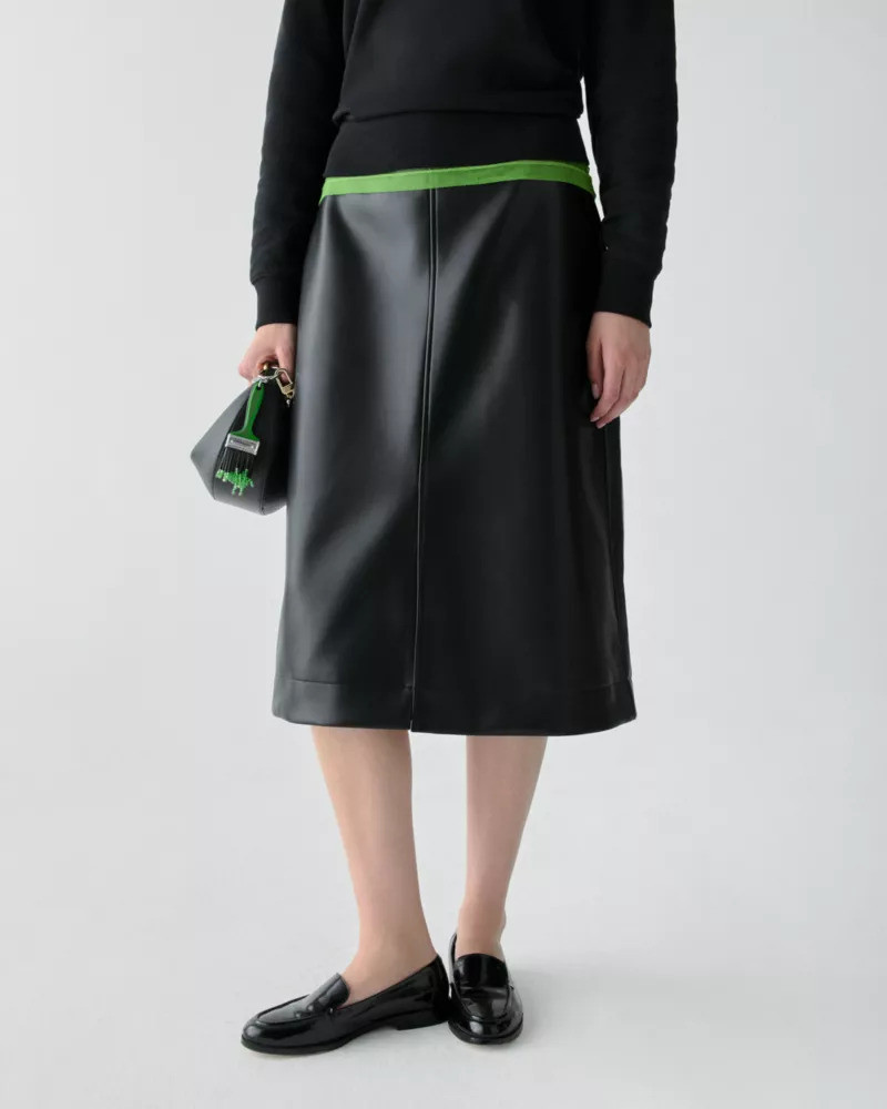 kate spade Faux Nappa Midi Skirt outlook
