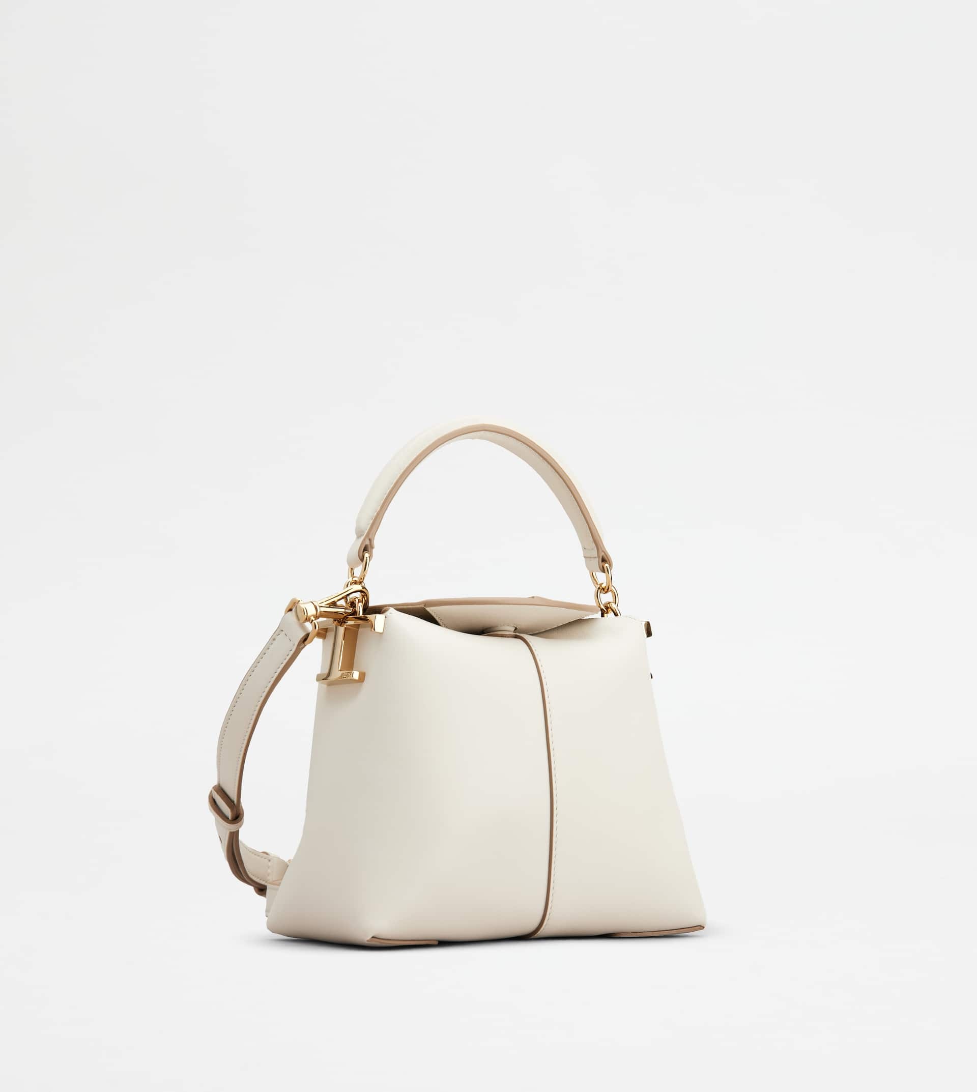 Woman WHITE T Timeless Bucket Bag in Leather Micro