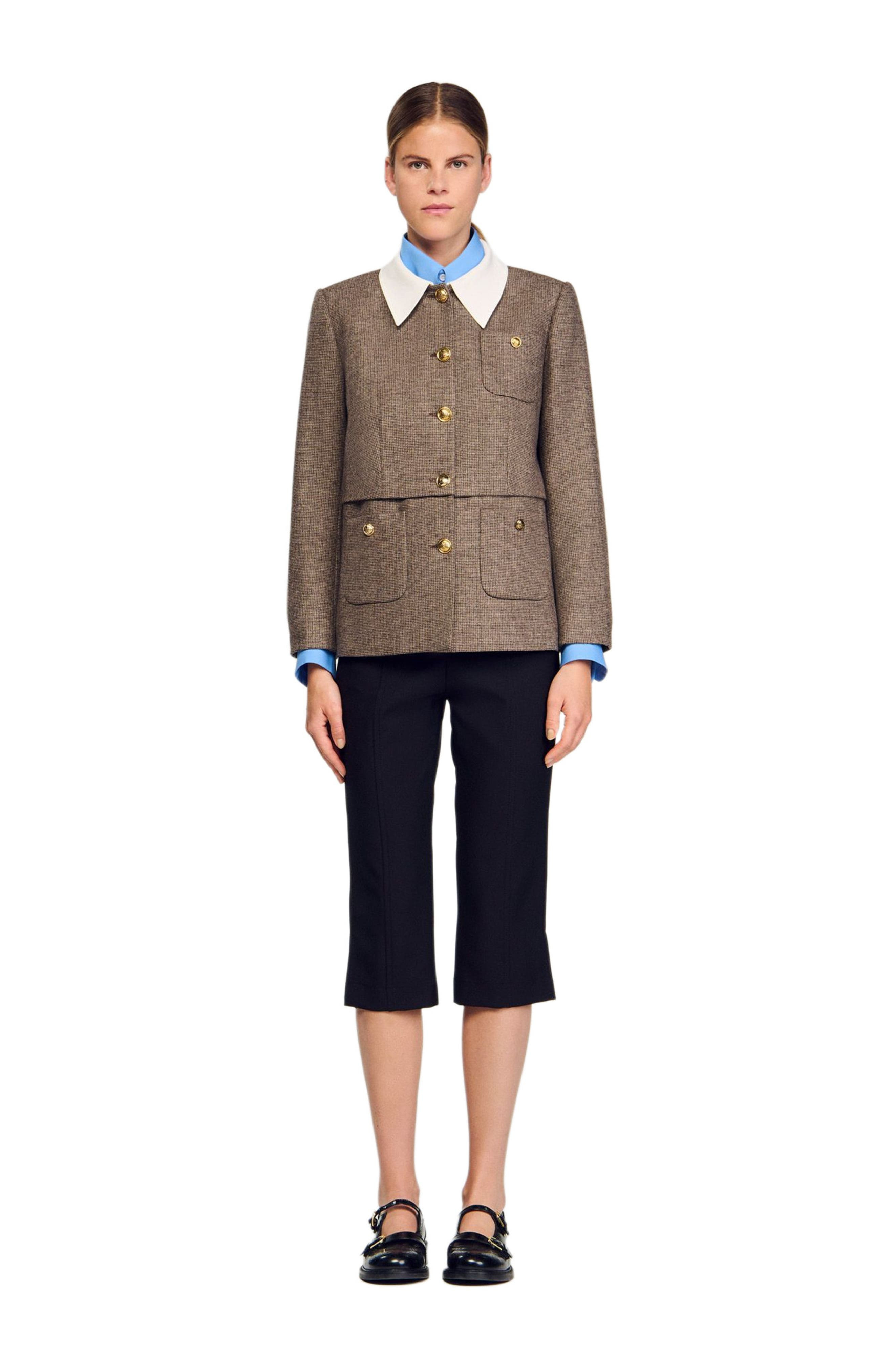 SANDRO Houndstooth suit jacket in Brown at Nordstrom - 2