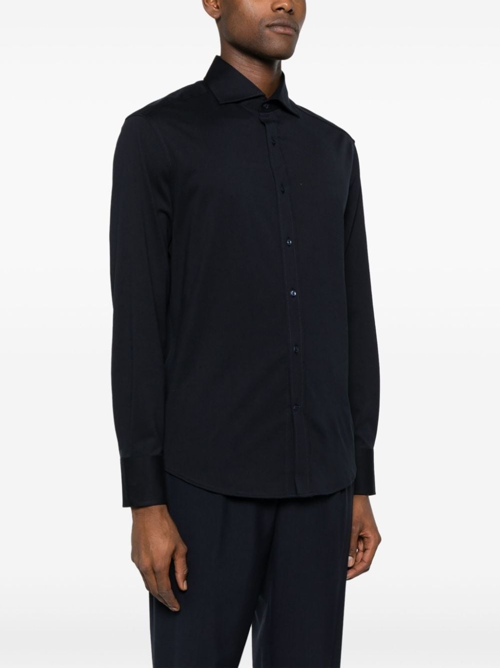 spread-collar cotton shirt - 3