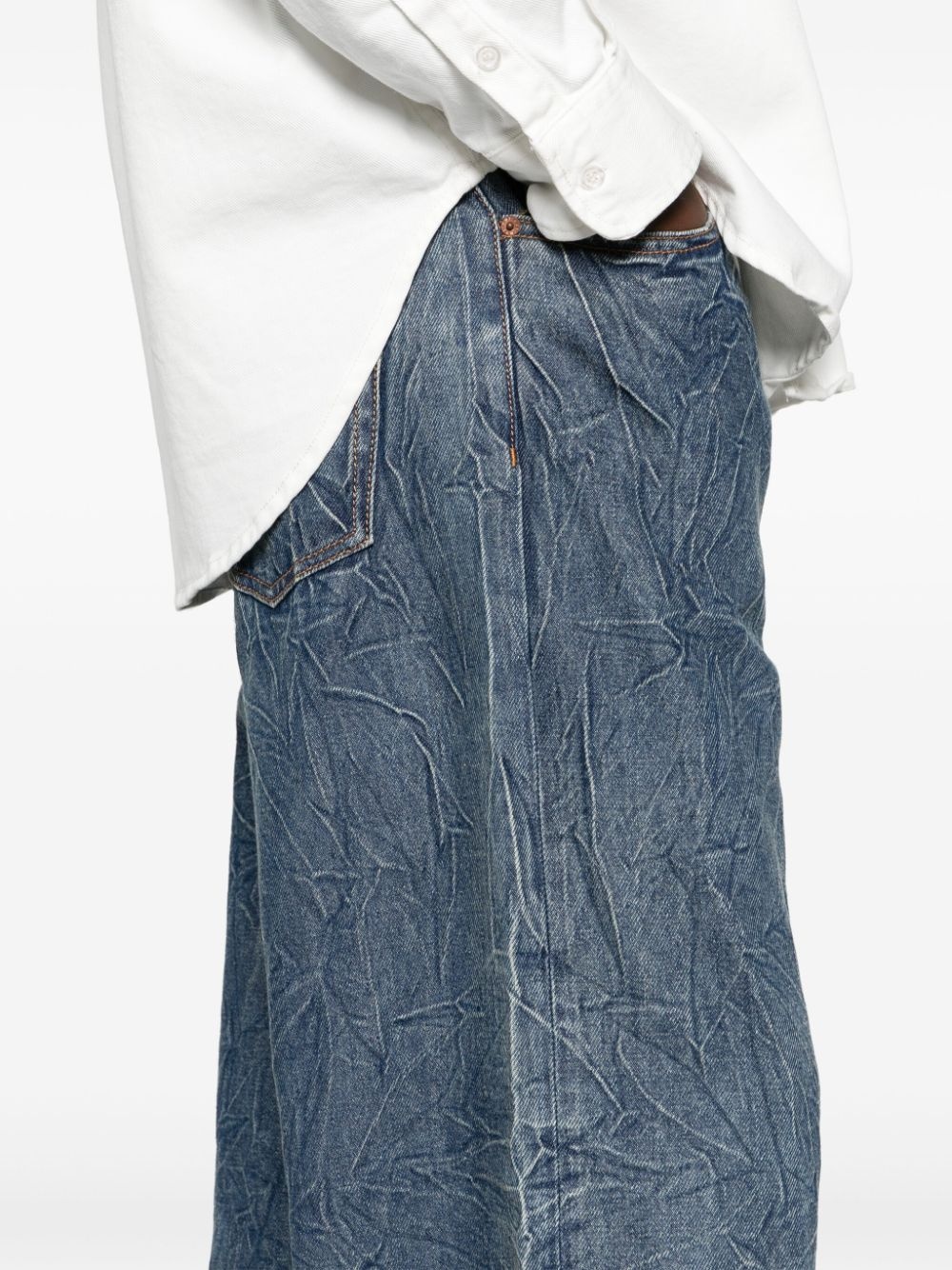 cracked-effect straight-leg jeans - 5