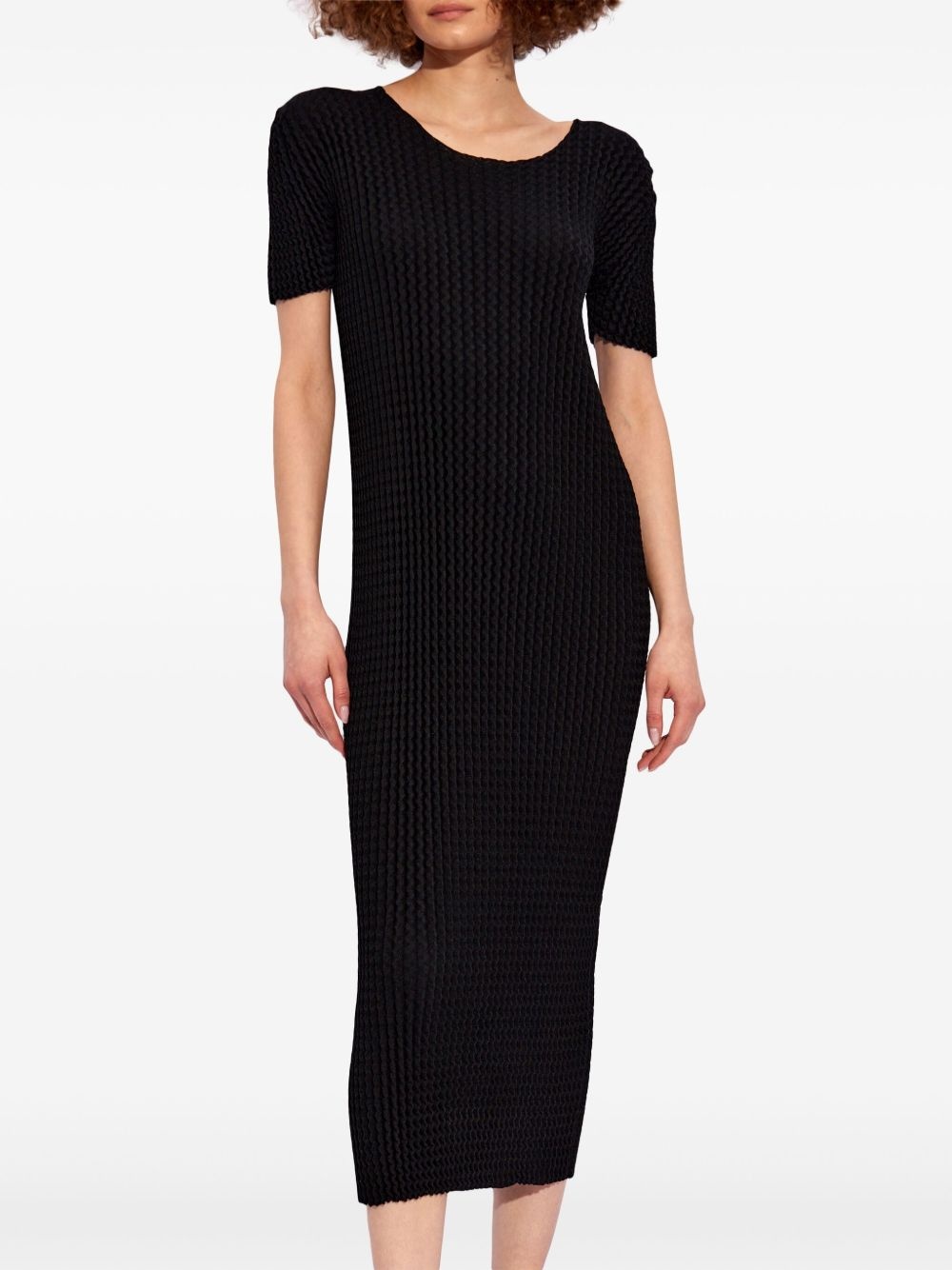 seersucker short-sleeve midi dress - 3