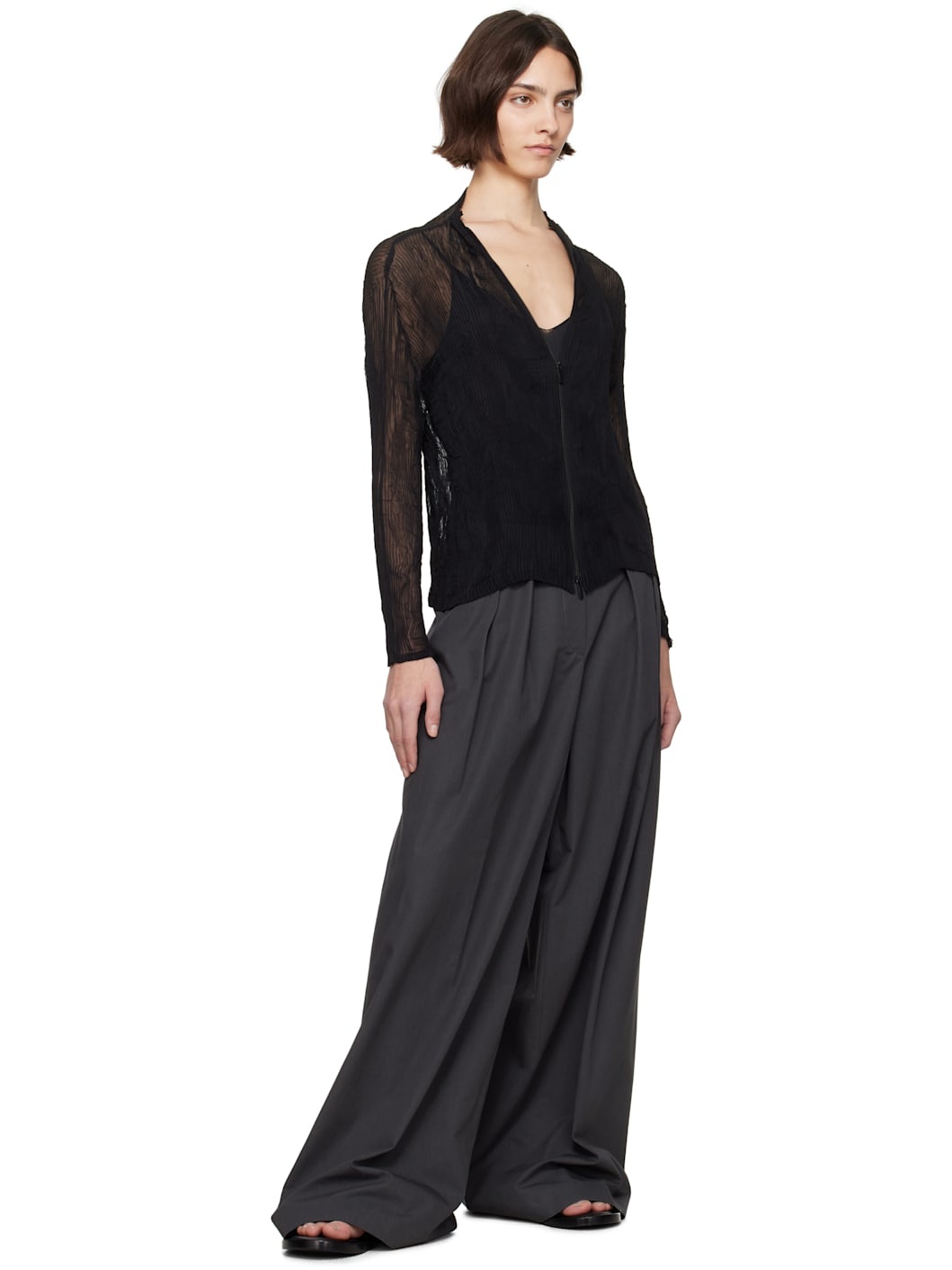 Black Chiffon Twist BK/WT-56 Blouse - 4
