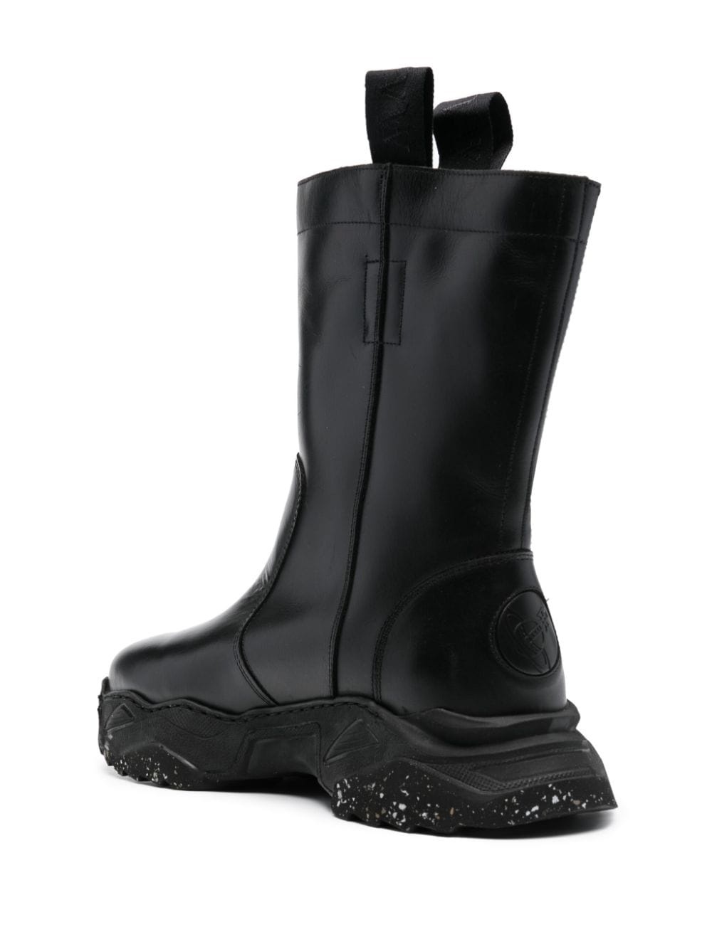 logo-embossed chunky leather boots - 3