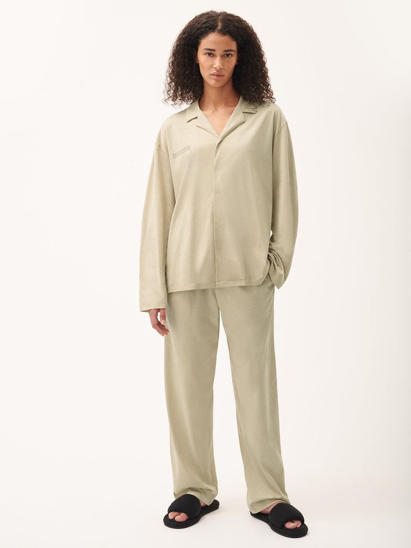 Womens 365 Lightweight Long Pyjama Set  - Maitake Beige 1