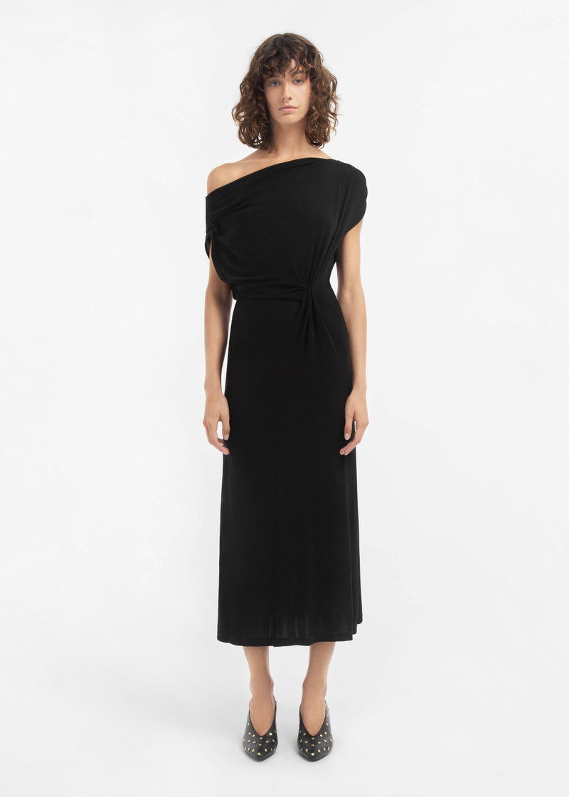 Draped Shoulder Dress in Jersey 3