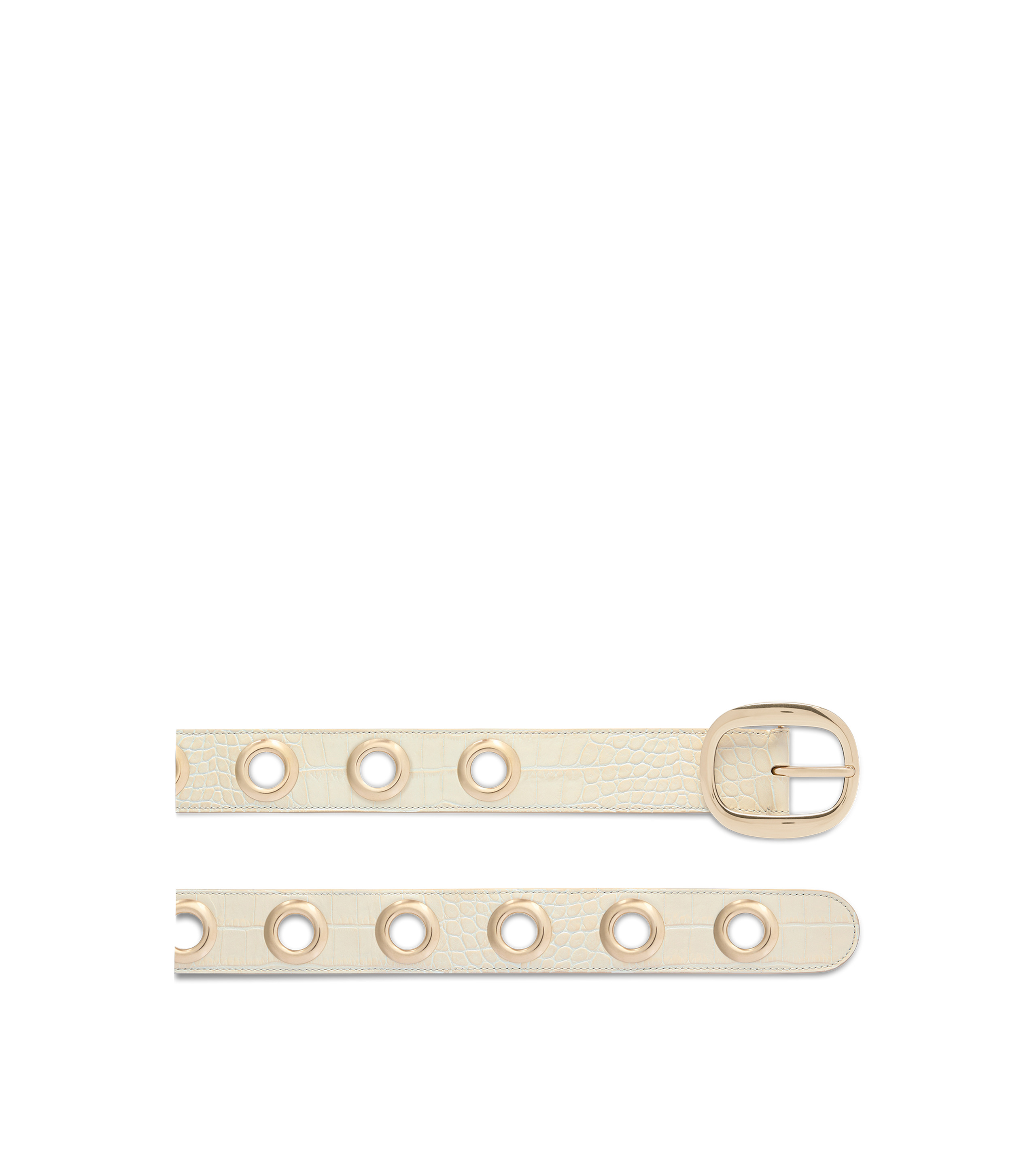 SHINY STAMPED CROCODILE LEATHER URSULA BELT - 2