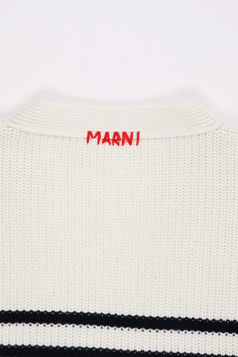Distressed Knit Cardigan - Navy/Cream 3
